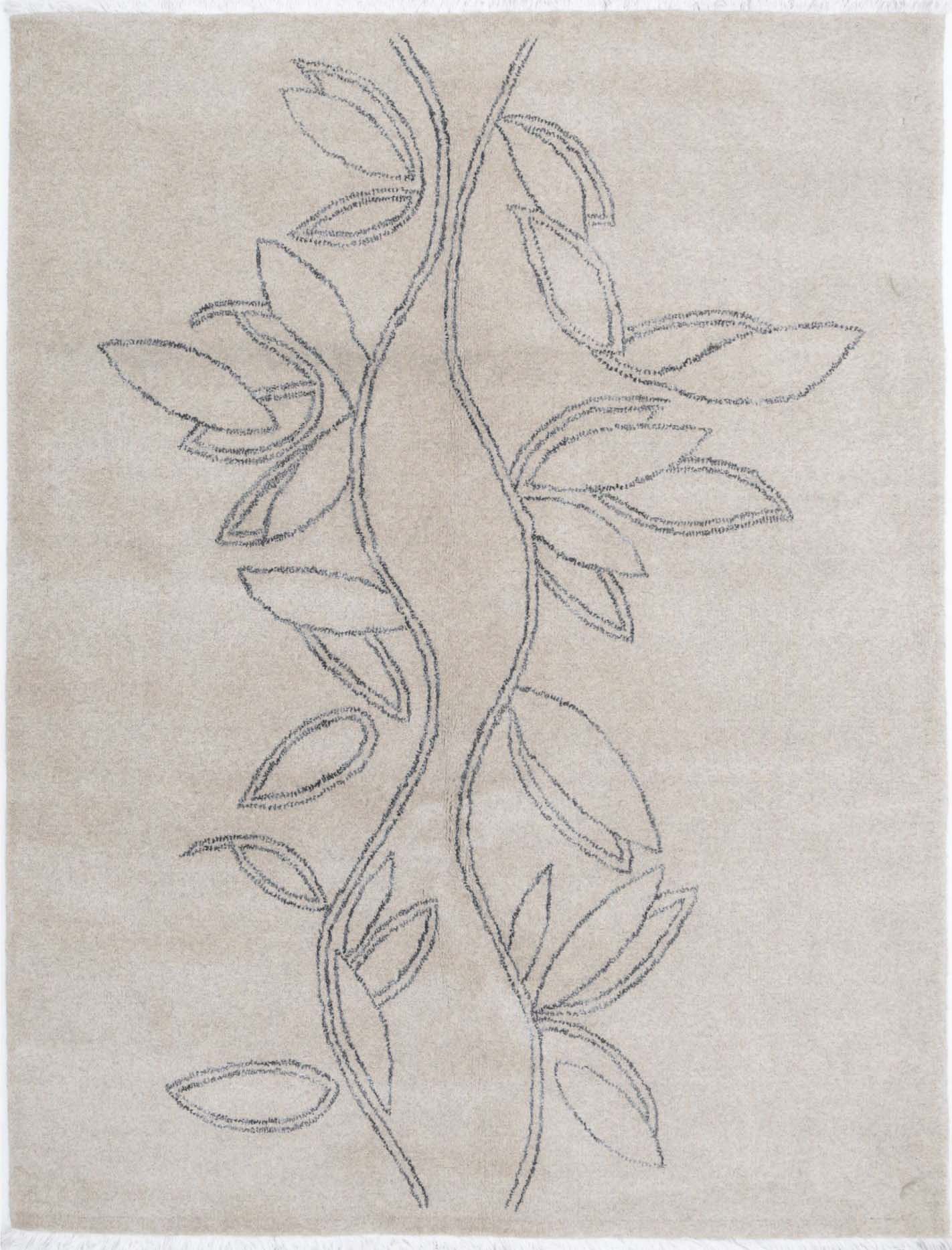 Hand Knotted Texture Wool Rug - 4'7'' x 6'1''