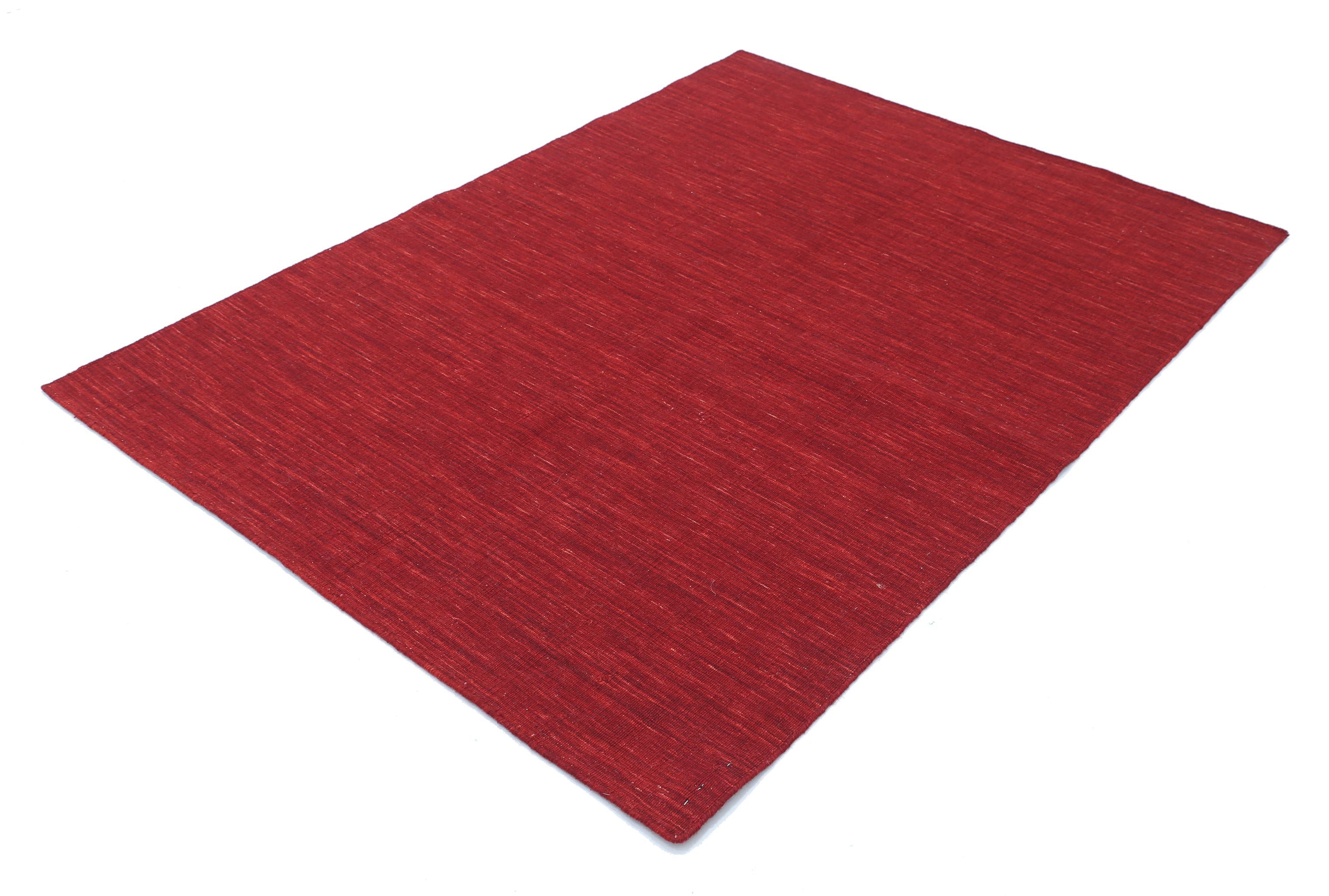 Alfombra moderna de lana maciza hecha a mano - 4'6'' x 6'3''