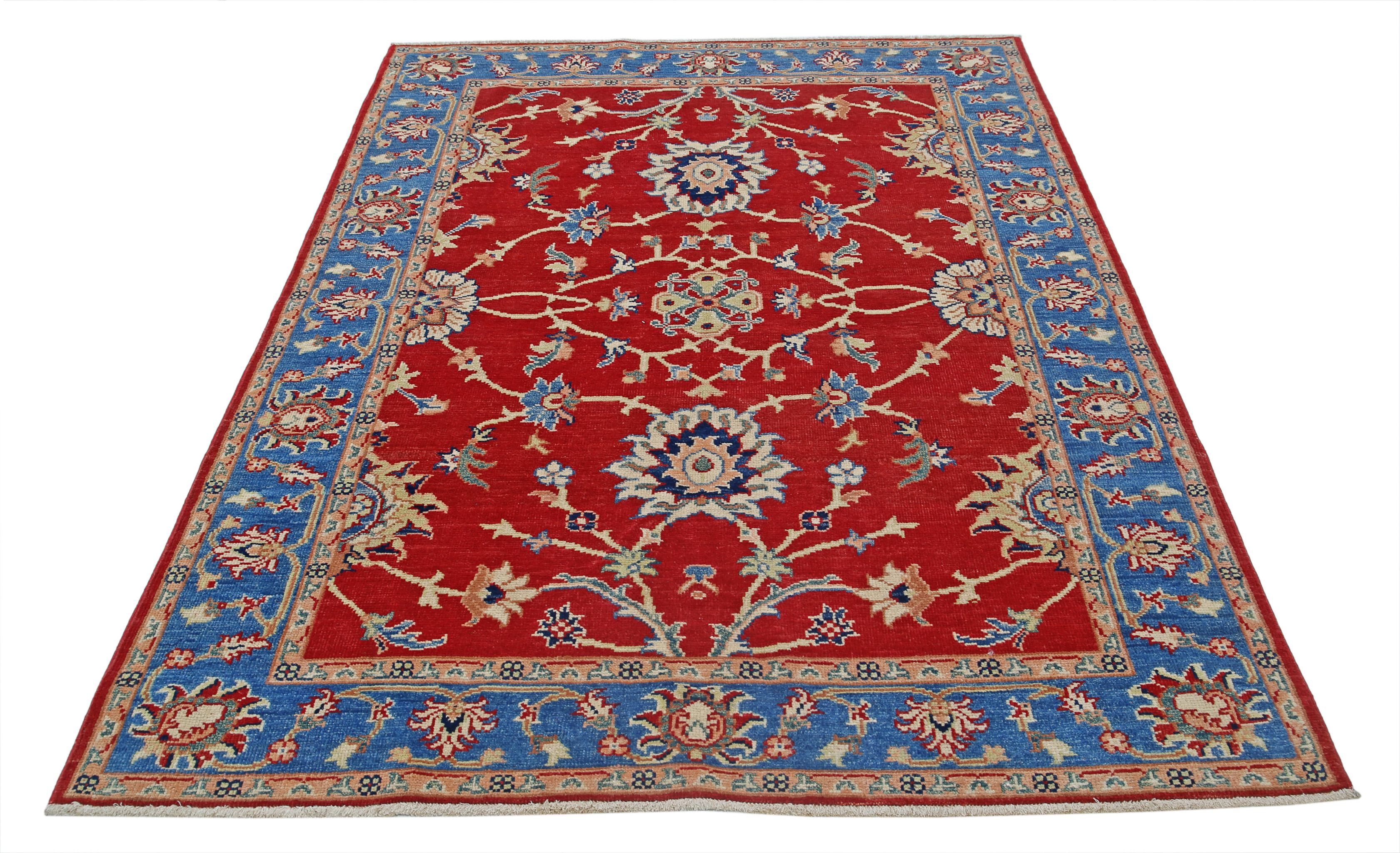 Hand Knotted Ziegler Farhan Gul Wool Rug - 5'0'' x 6'6''
