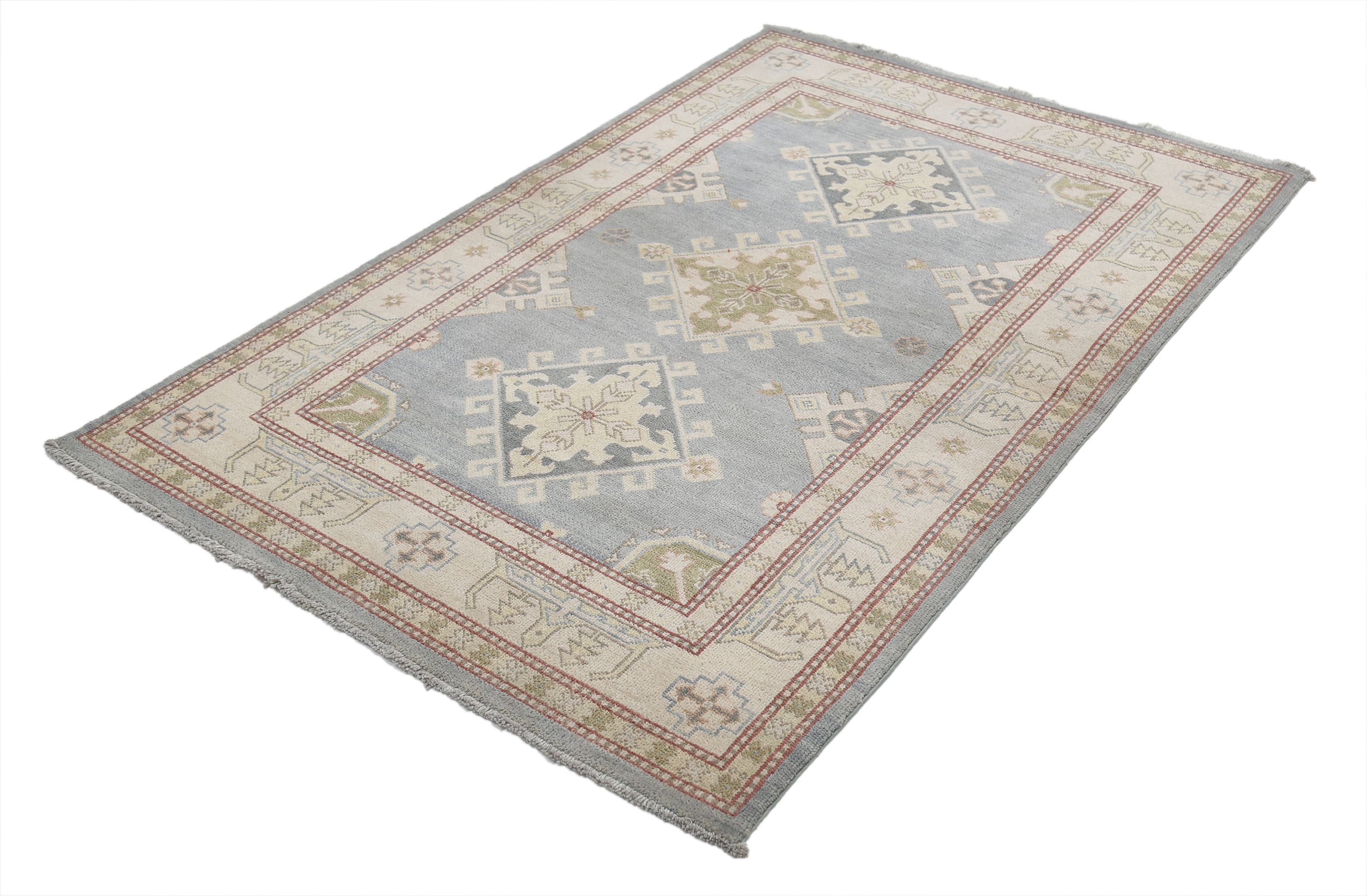 Alfombra de lana Ziegler Farhan Gul anudada a mano - 4'0'' x 6'1''