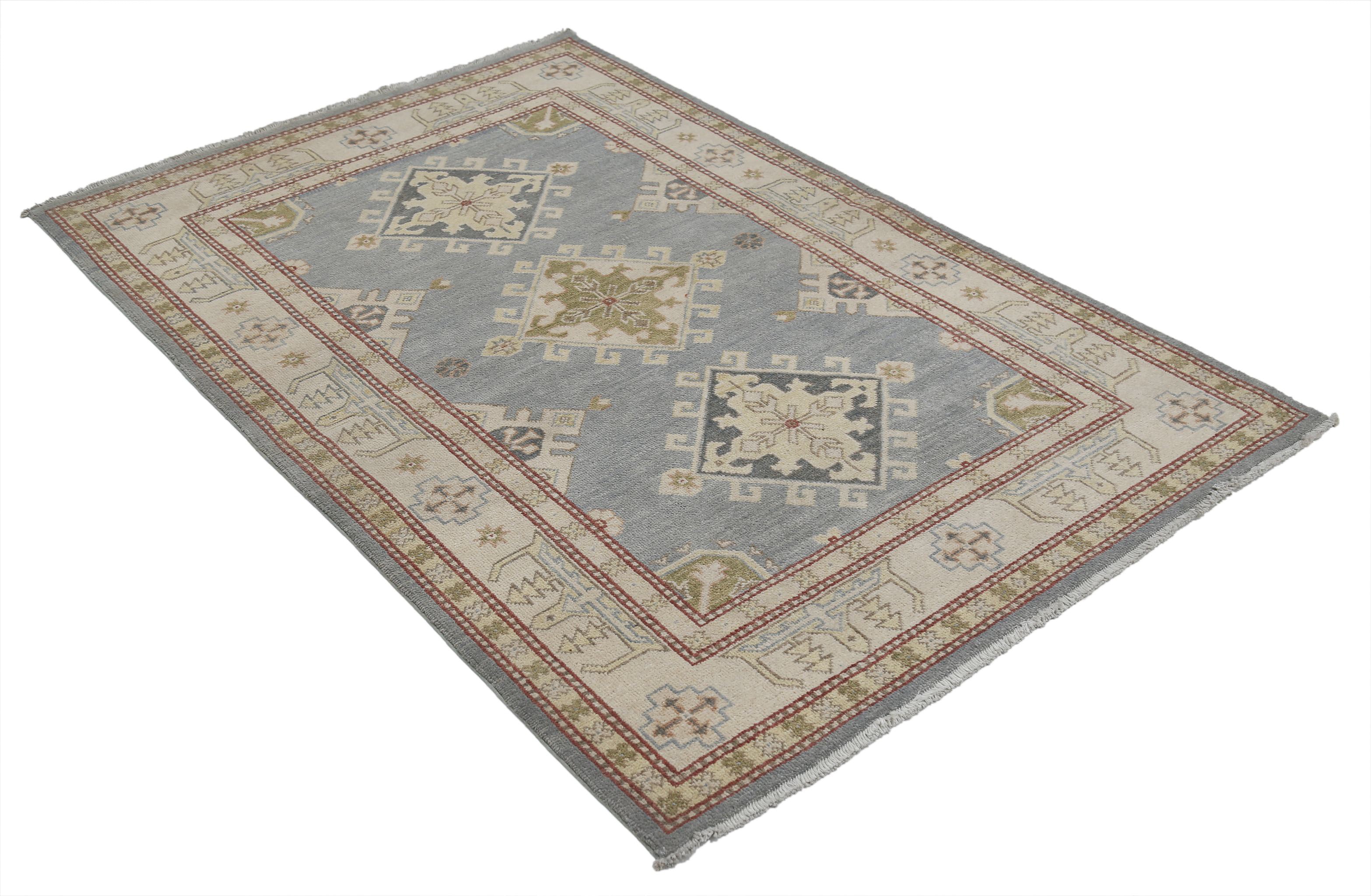 Alfombra de lana Ziegler Farhan Gul anudada a mano - 4'0'' x 6'1''