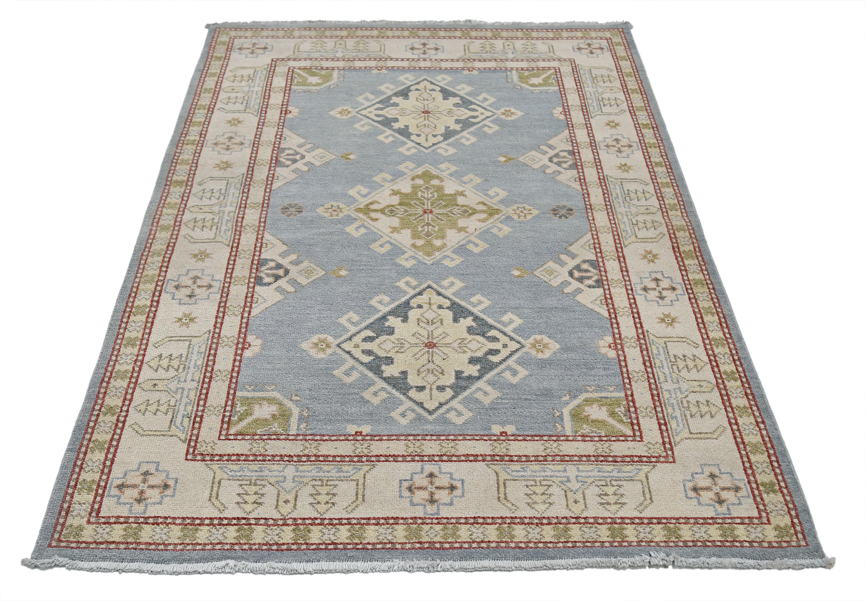 Alfombra de lana Ziegler Farhan Gul anudada a mano - 4'0'' x 6'1''