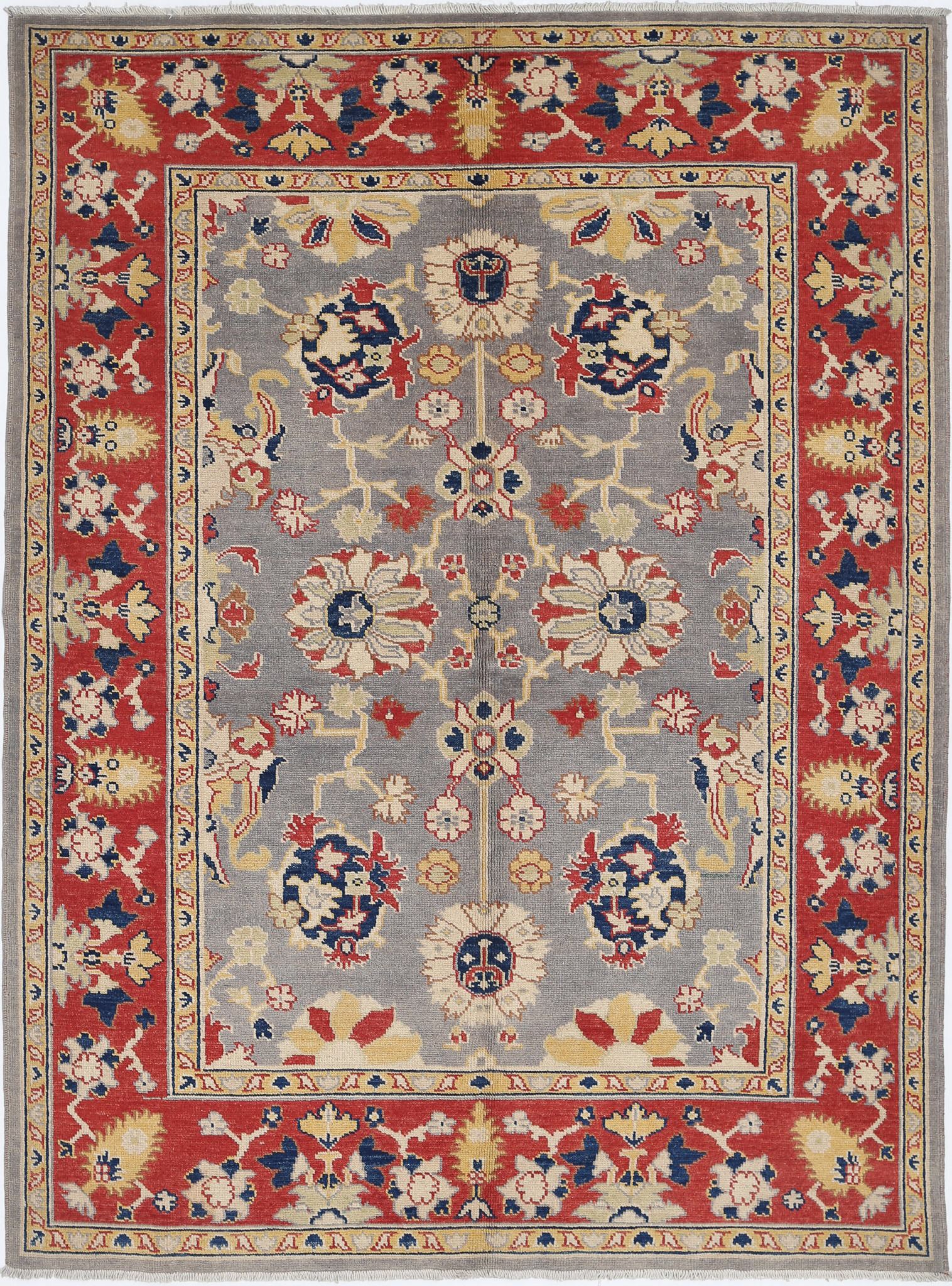 Hand Knotted Ziegler Farhan Gul Wool Rug - 5'5'' x 7'4''