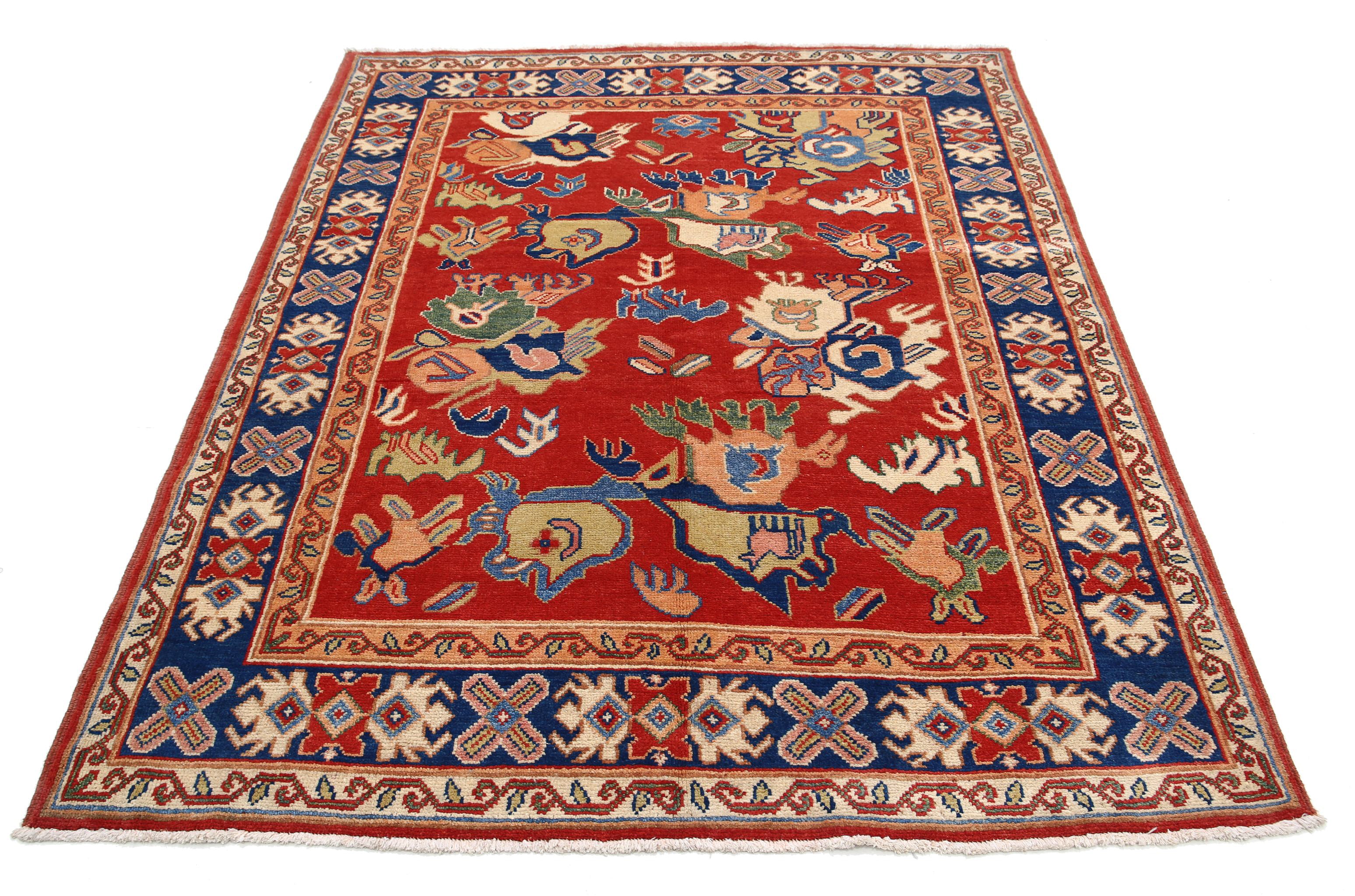 Hand Knotted Ziegler Farhan Gul Wool Rug - 5'0'' x 6'4''