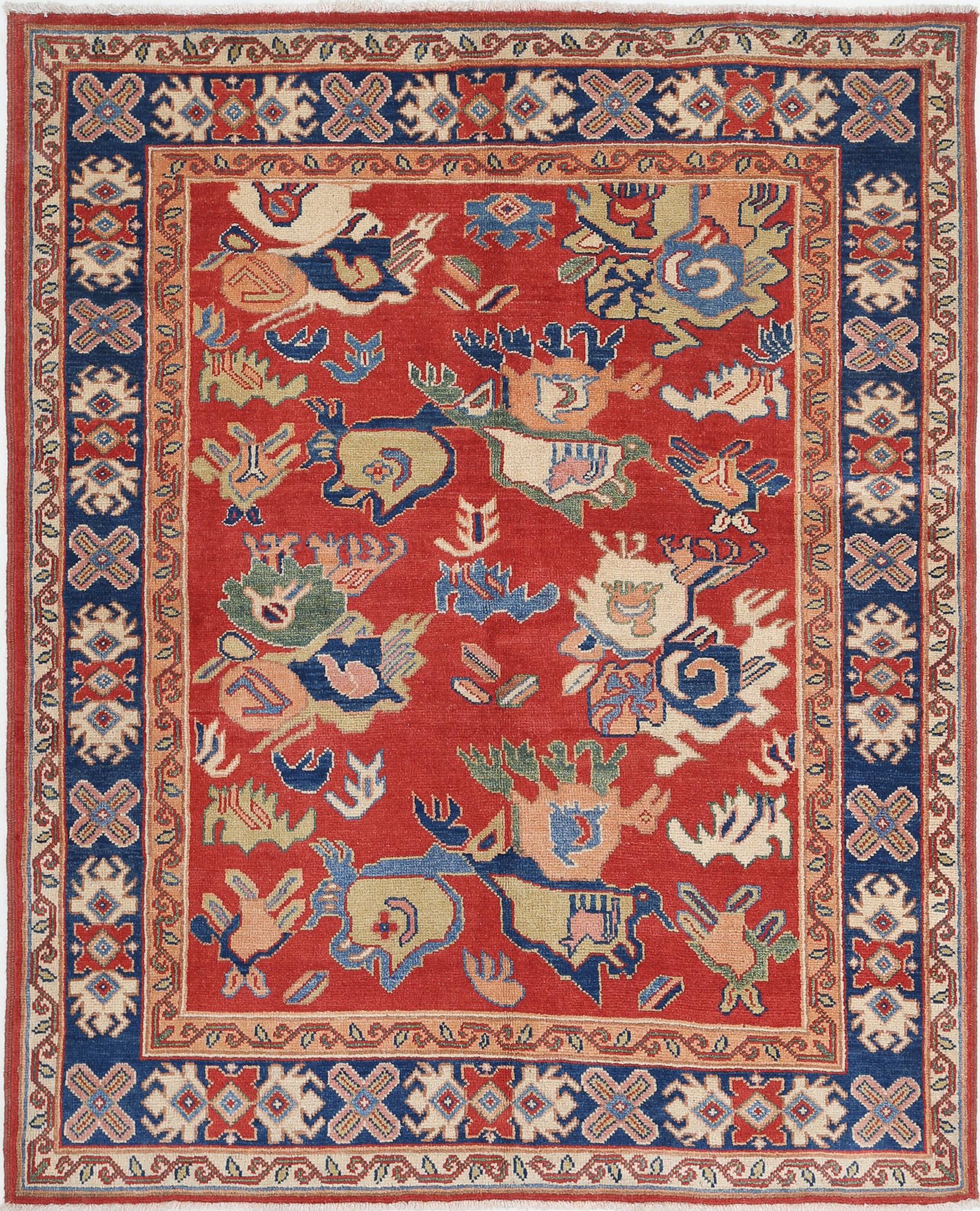 Hand Knotted Ziegler Farhan Gul Wool Rug - 5'0'' x 6'4''