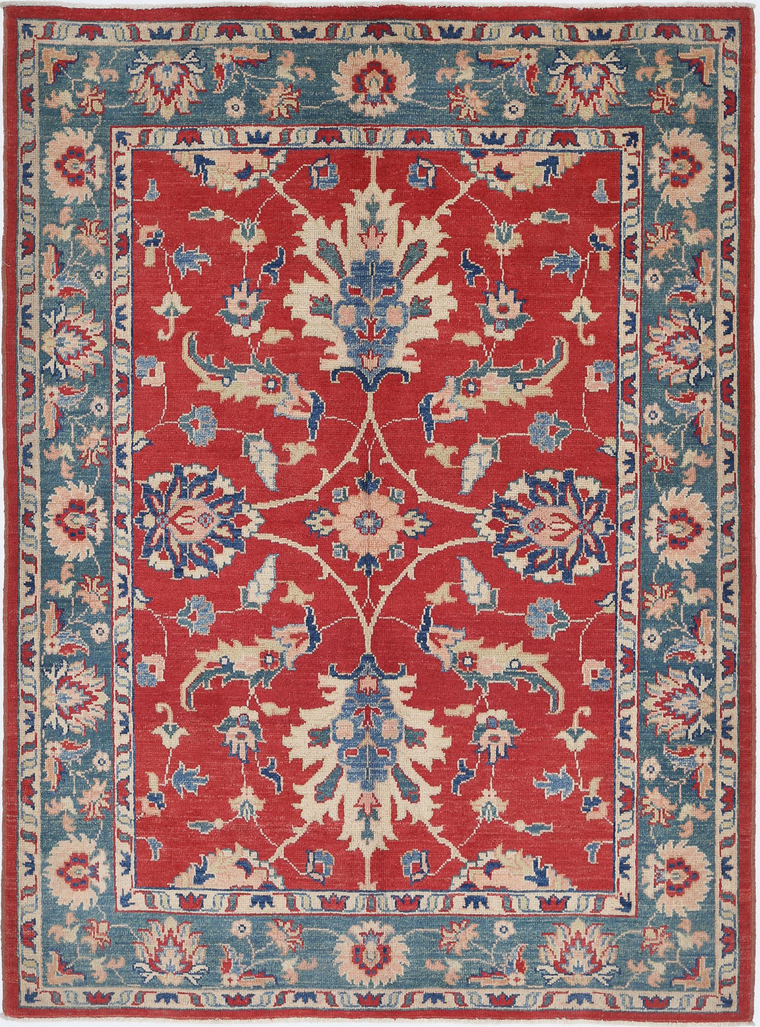 Hand Knotted Ziegler Farhan Gul Wool Rug - 4'9'' x 6'6''