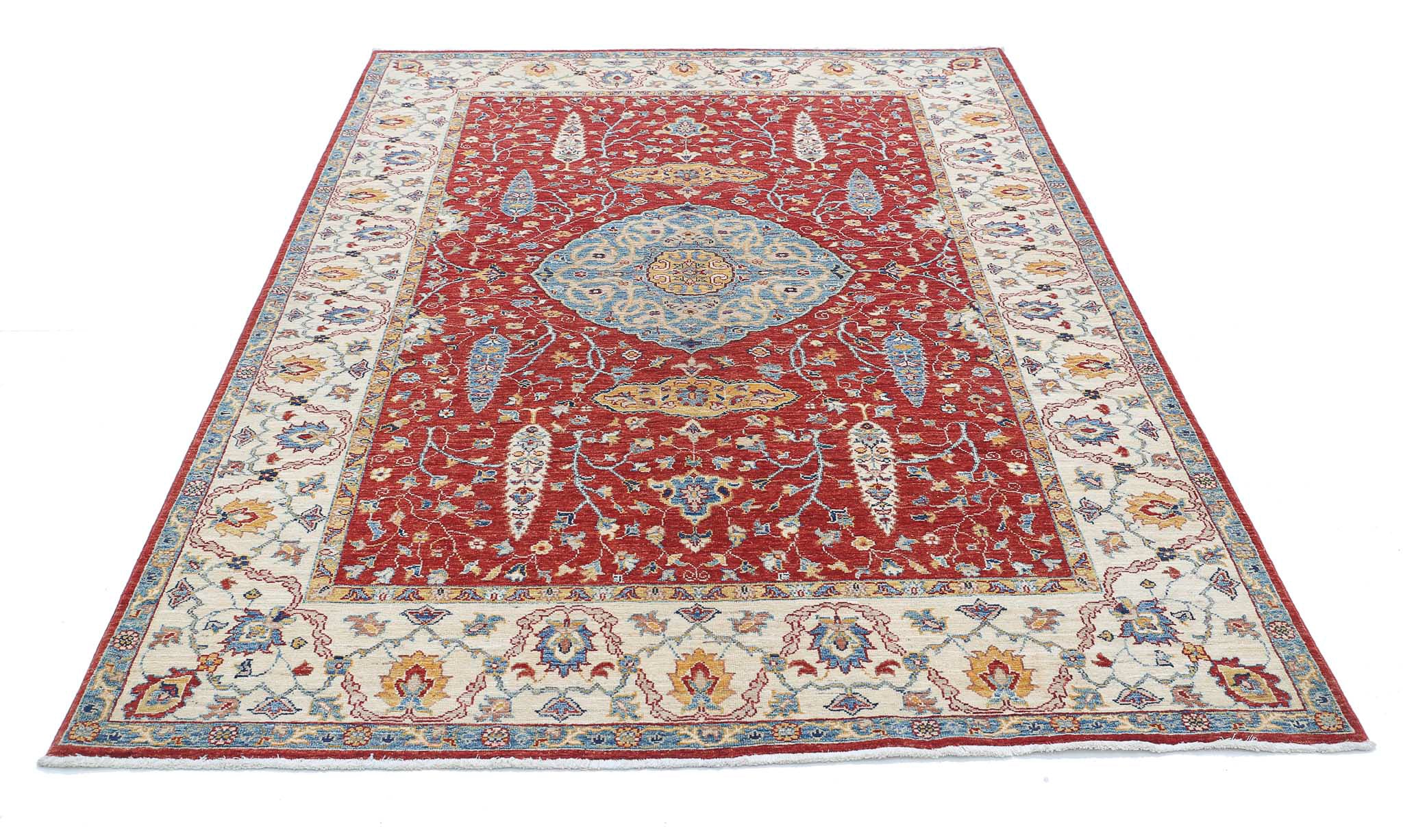 Hand Knotted Ziegler Farhan Wool Rug - 5'7'' x 7'9''