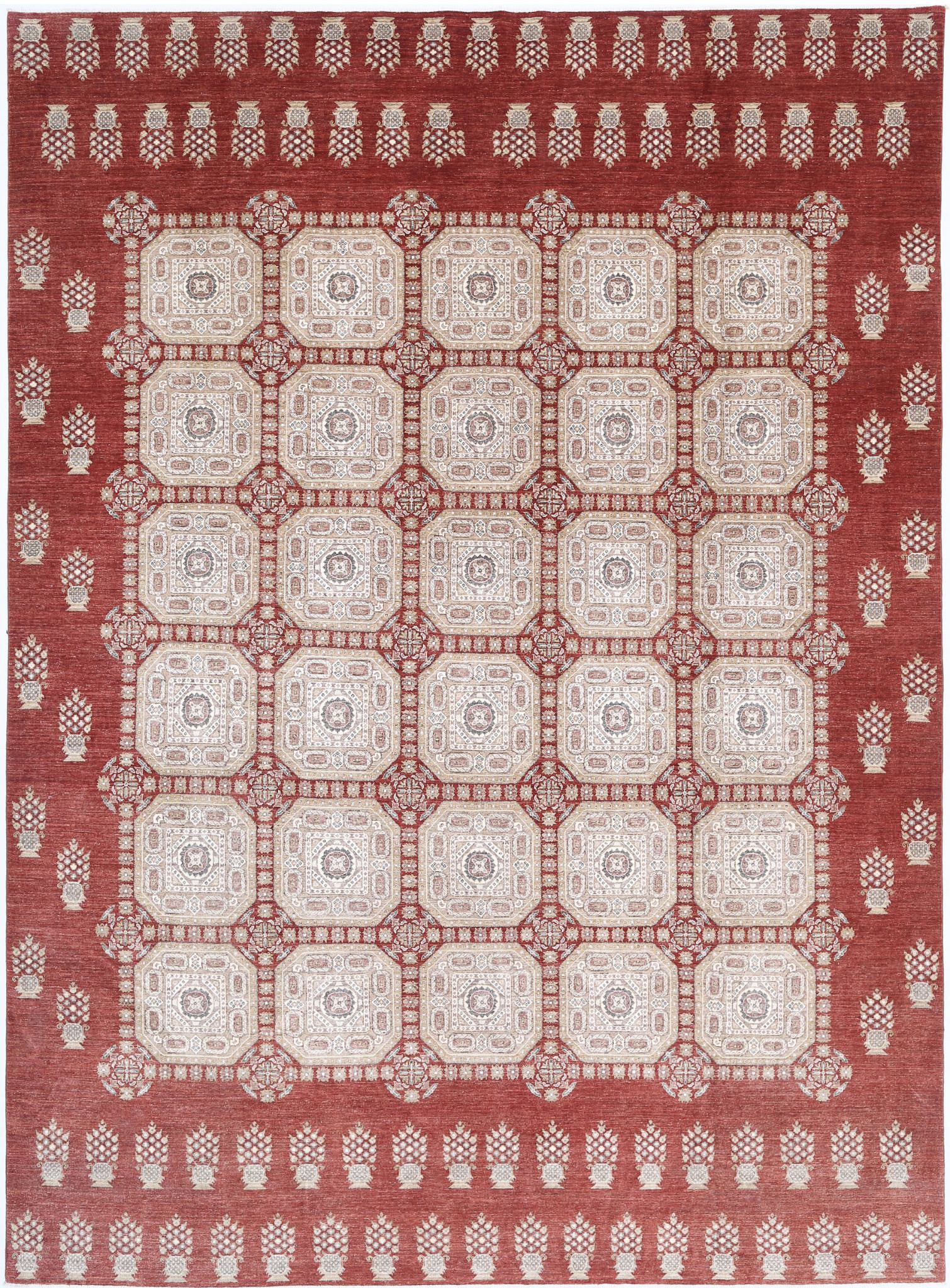 Hand Knotted Fine Ziegler Wool Rug - 9'9'' x 13'4''