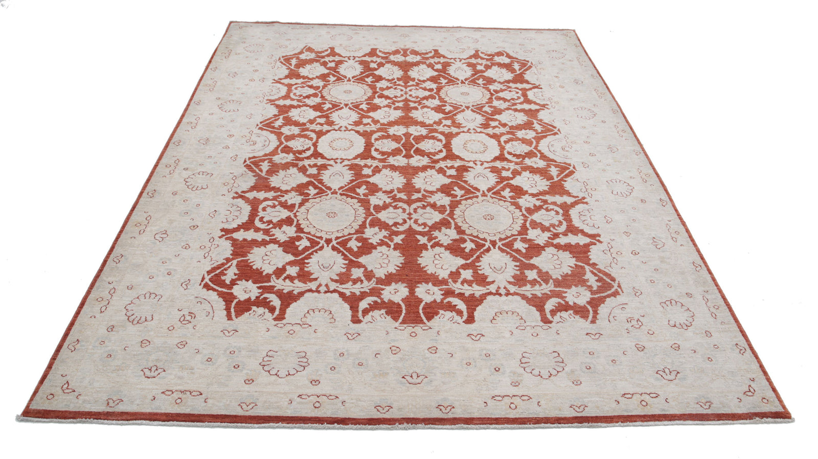 Hand Knotted Fine Ziegler Wool Rug - 6'4'' x 9'0''