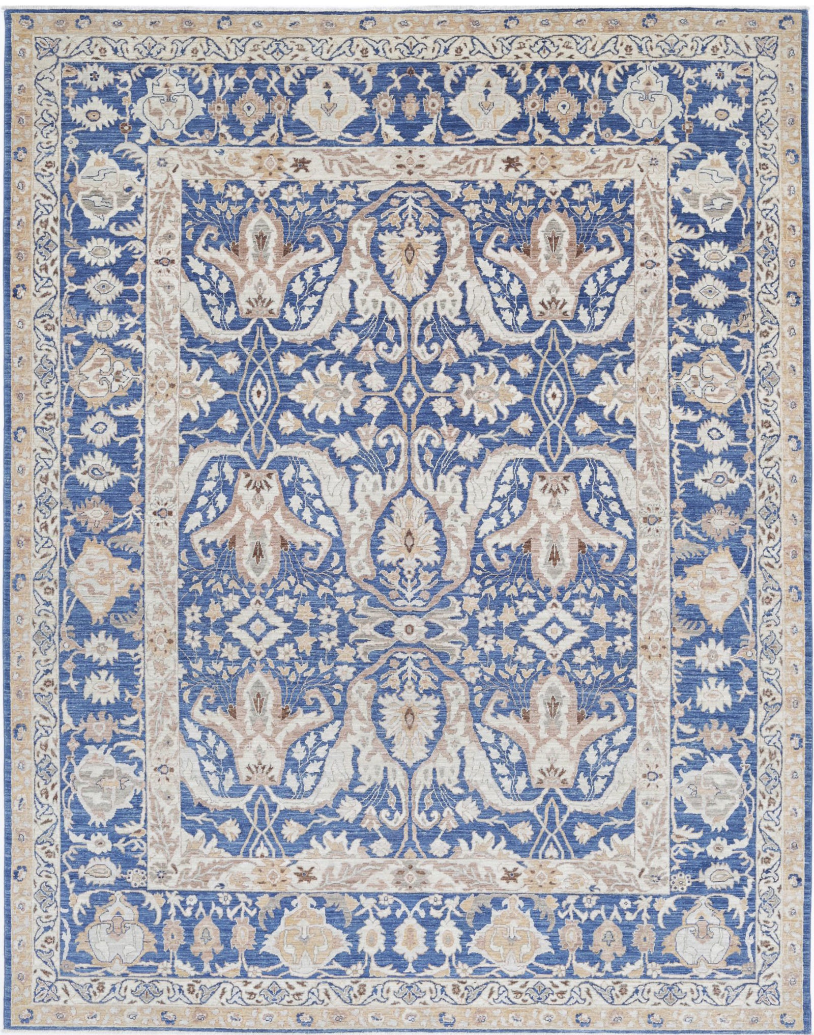 Hand Knotted Fine Ziegler Wool Rug - 7'10'' x 9'9''