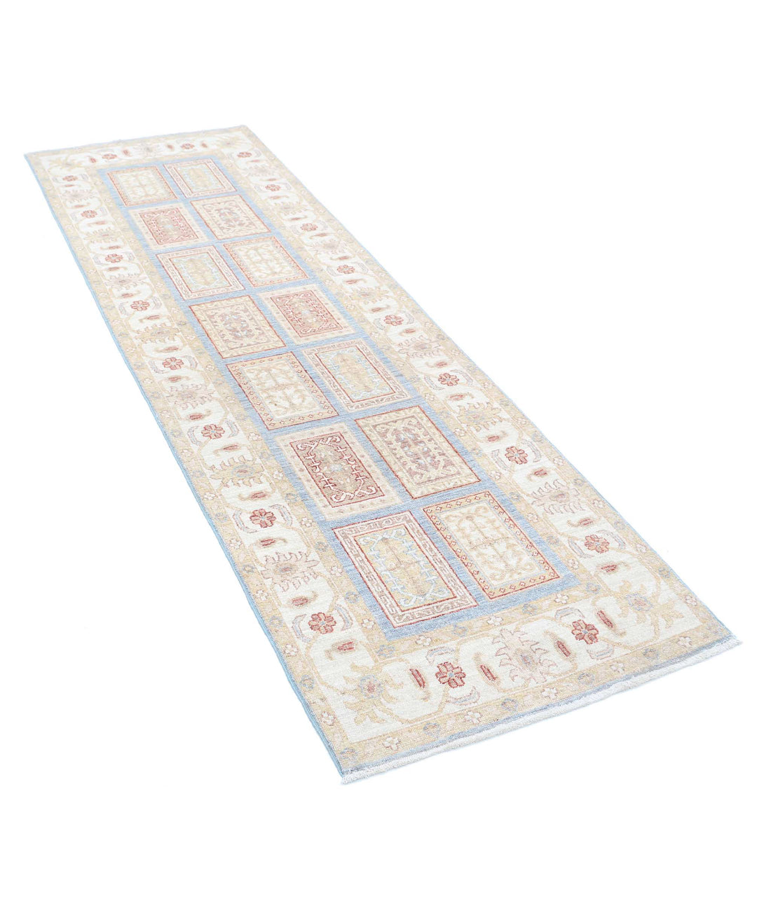 Hand Knotted Bakhtiari Wool Rug - 2'7'' x 8'3'' 2'7'' x 8'3'' (78 X 248) / Blue / Ivory