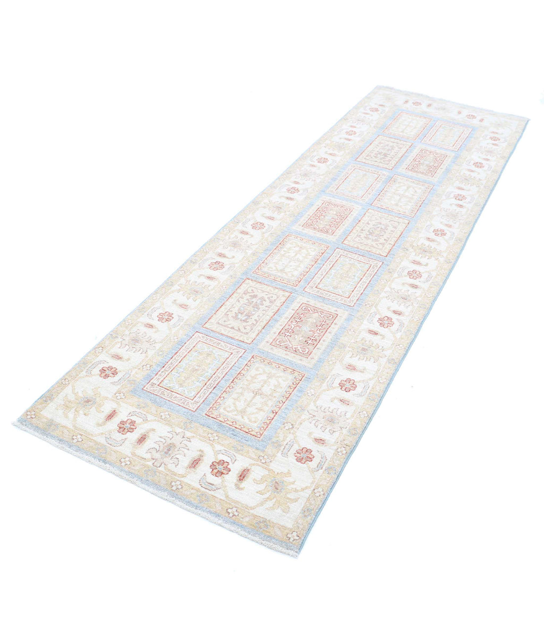 Hand Knotted Bakhtiari Wool Rug - 2'7'' x 8'3'' 2'7'' x 8'3'' (78 X 248) / Blue / Ivory