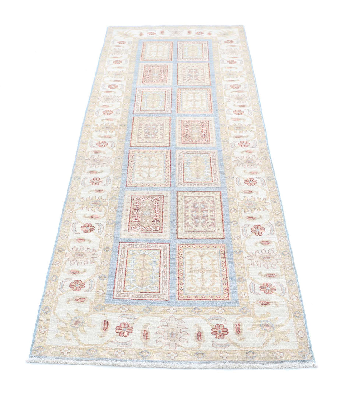Hand Knotted Bakhtiari Wool Rug - 2'7'' x 8'3'' 2'7'' x 8'3'' (78 X 248) / Blue / Ivory
