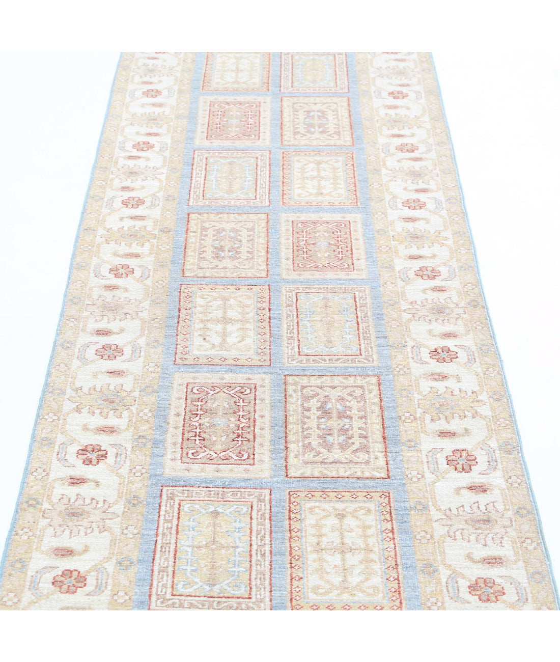 Hand Knotted Bakhtiari Wool Rug - 2'7'' x 8'3'' 2'7'' x 8'3'' (78 X 248) / Blue / Ivory