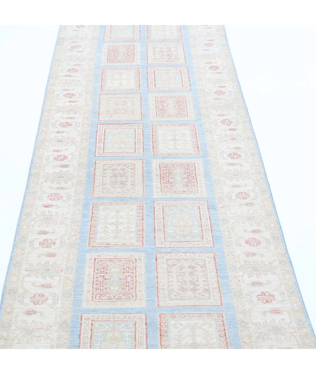 Hand Knotted Bakhtiari Wool Rug - 2'8'' x 9'6'' 2'8'' x 9'6'' (80 X 285) / Blue / Ivory