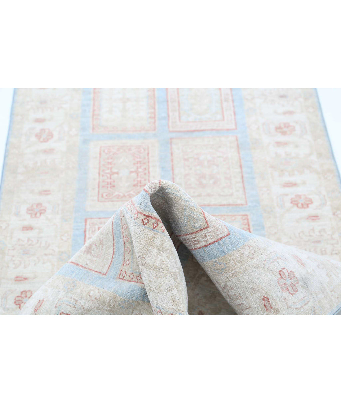 Hand Knotted Bakhtiari Wool Rug - 2'8'' x 9'6'' 2'8'' x 9'6'' (80 X 285) / Blue / Ivory
