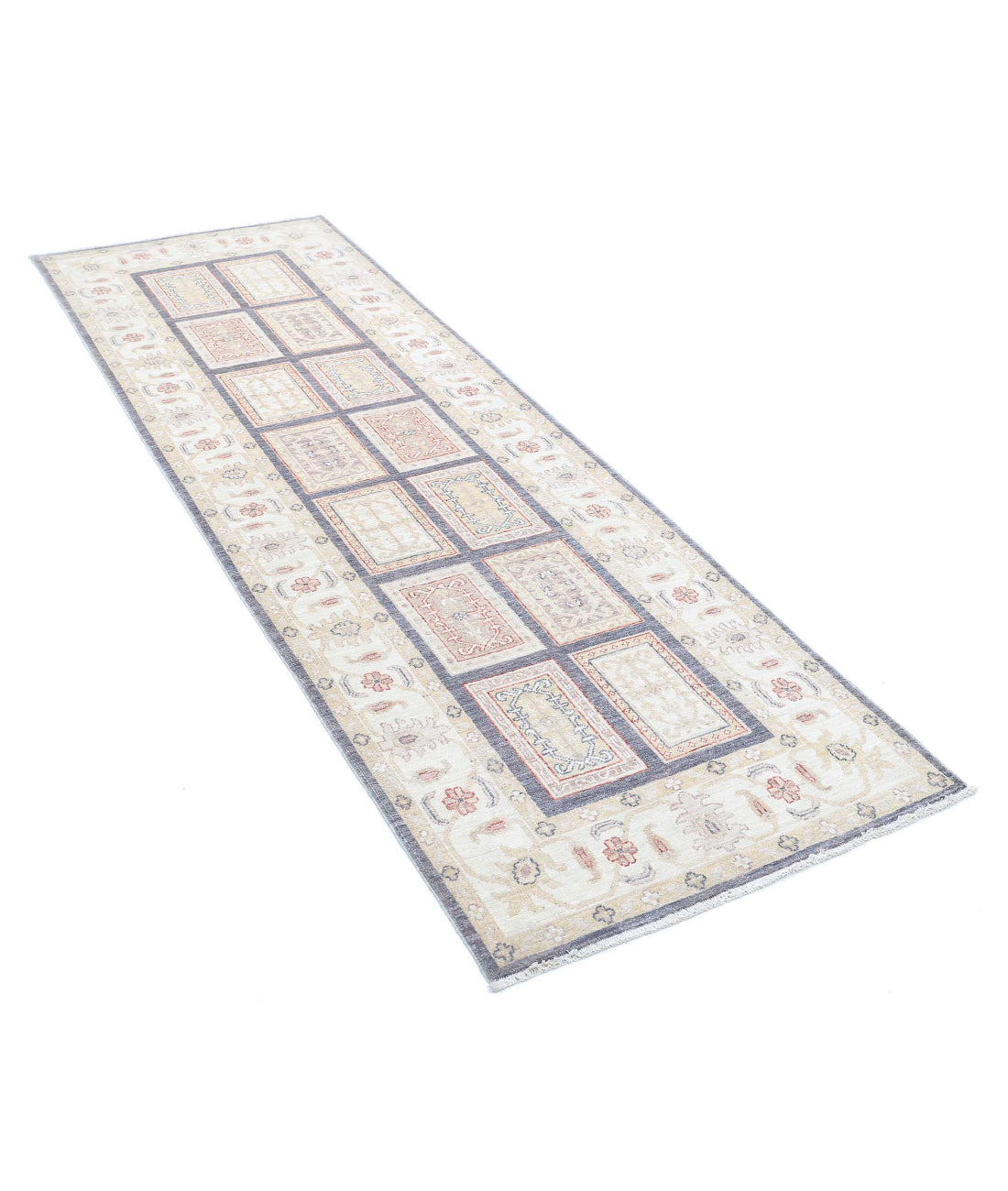 Hand Knotted Bakhtiari Wool Rug - 2'8'' x 8'3'' 2'8'' x 8'3'' (80 X 248) / Grey / Ivory