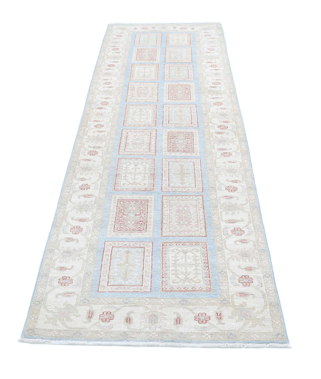 Hand Knotted Bakhtiari Wool Rug - 2'9'' x 10'0'' 2'9'' x 10'0'' (83 X 300) / Blue / Ivory
