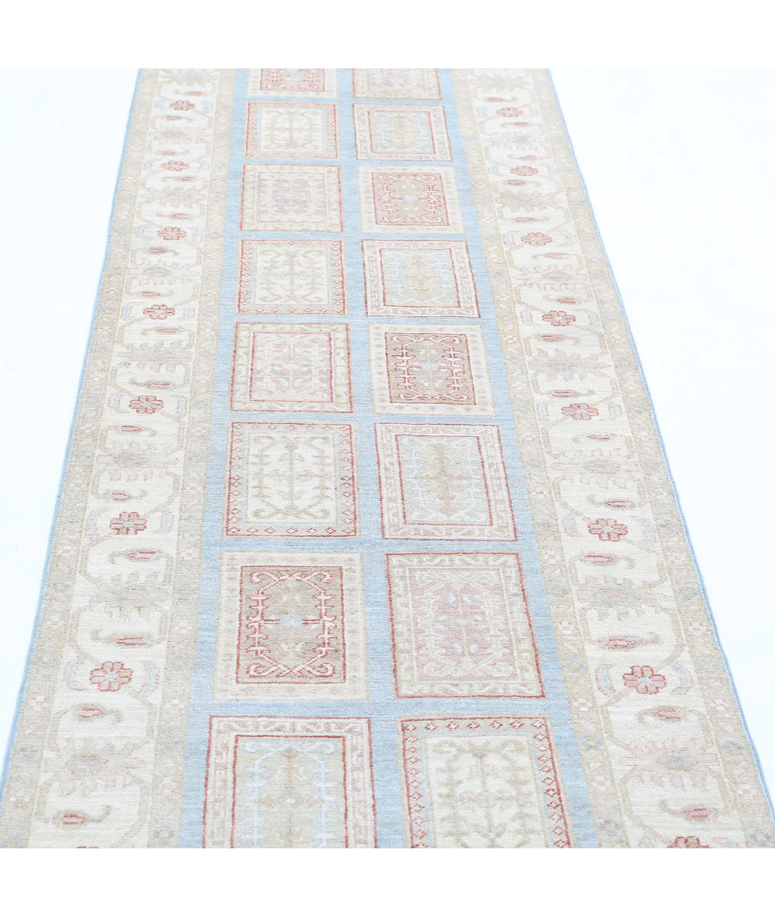 Hand Knotted Bakhtiari Wool Rug - 2'9'' x 10'0'' 2'9'' x 10'0'' (83 X 300) / Blue / Ivory