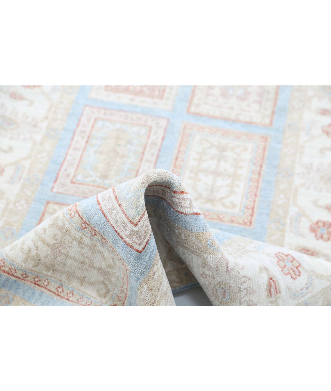 Hand Knotted Bakhtiari Wool Rug - 2'9'' x 10'0'' 2'9'' x 10'0'' (83 X 300) / Blue / Ivory