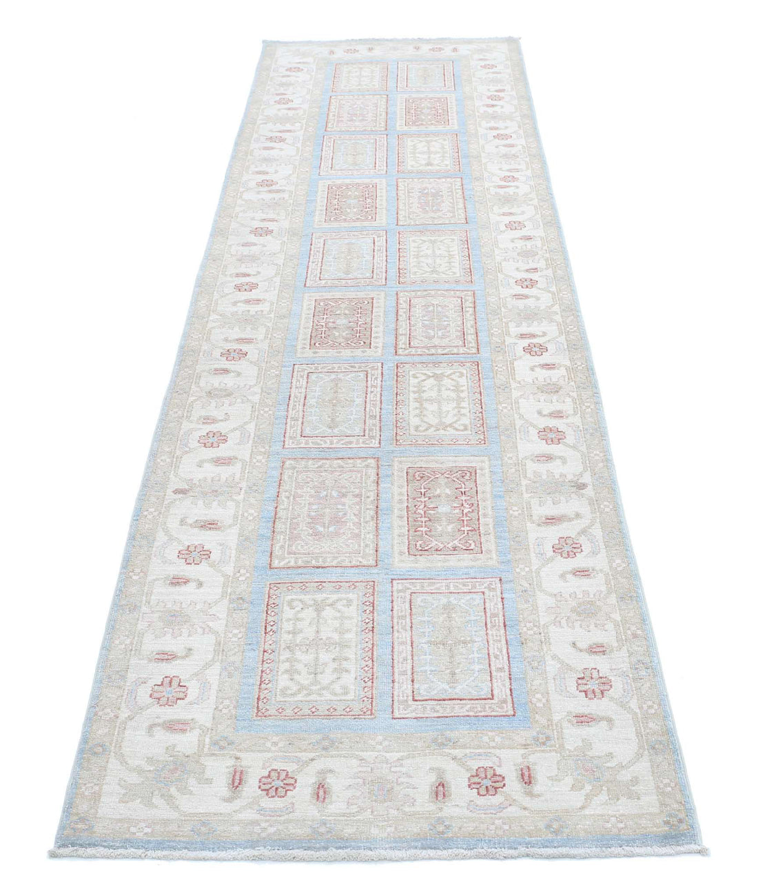 Hand Knotted Bakhtiari Wool Rug - 2'9'' x 10'3'' 2'9'' x 10'3'' (83 X 308) / Blue / Ivory