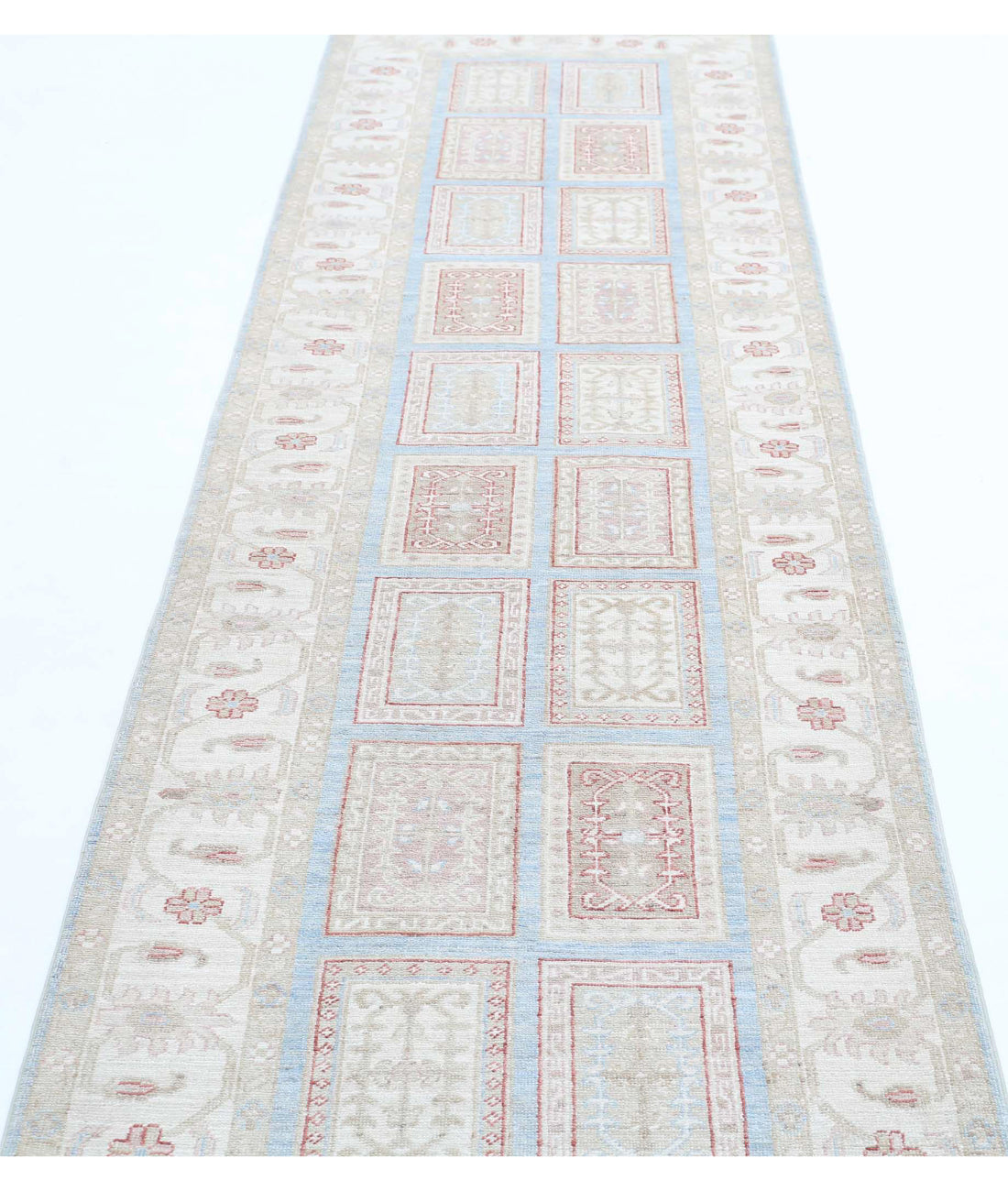 Hand Knotted Bakhtiari Wool Rug - 2'9'' x 10'3'' 2'9'' x 10'3'' (83 X 308) / Blue / Ivory