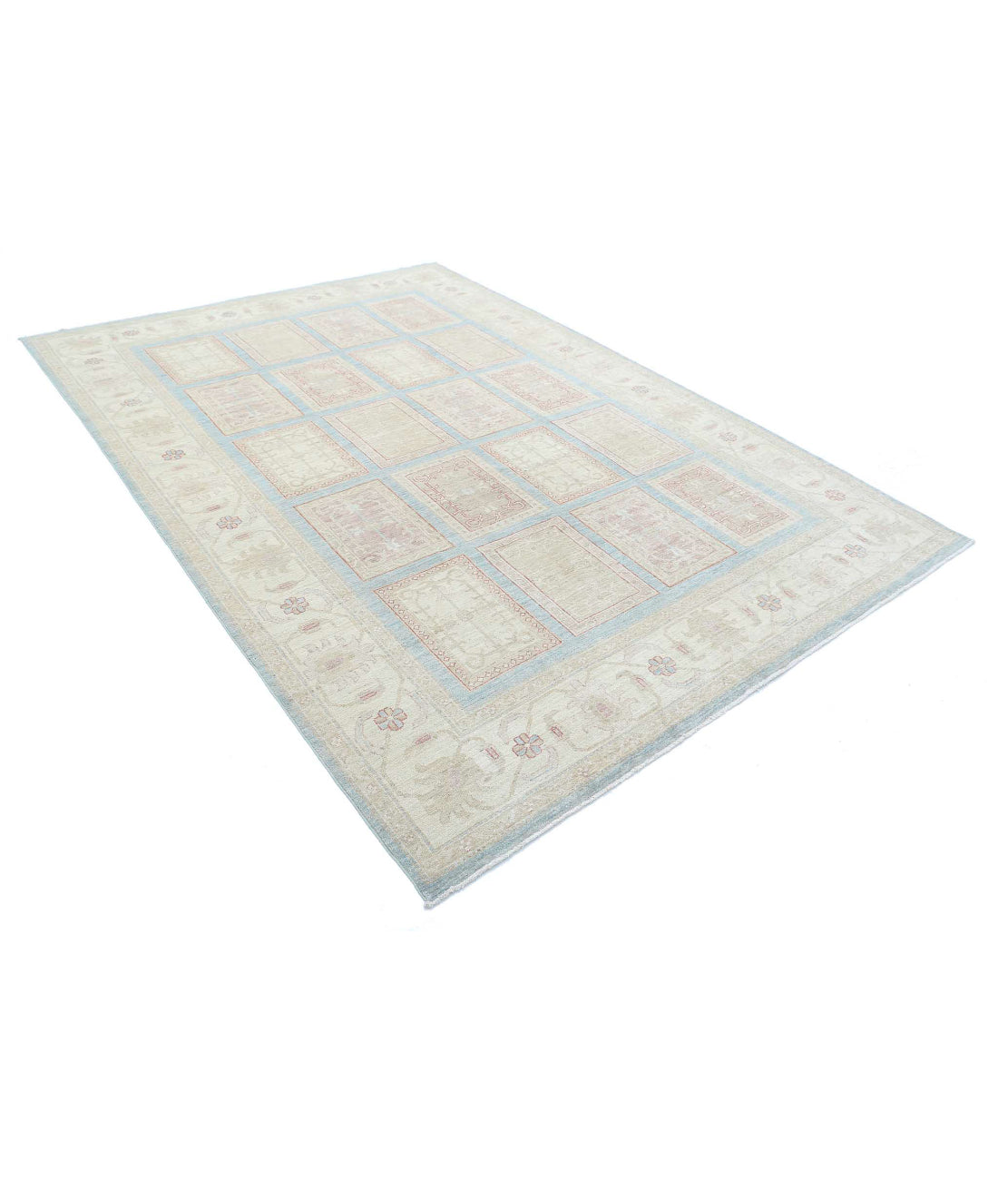 Hand Knotted Bakhtiari Wool Rug - 6'8'' x 9'10'' 6'8'' x 9'10'' (200 X 295) / Blue / Ivory