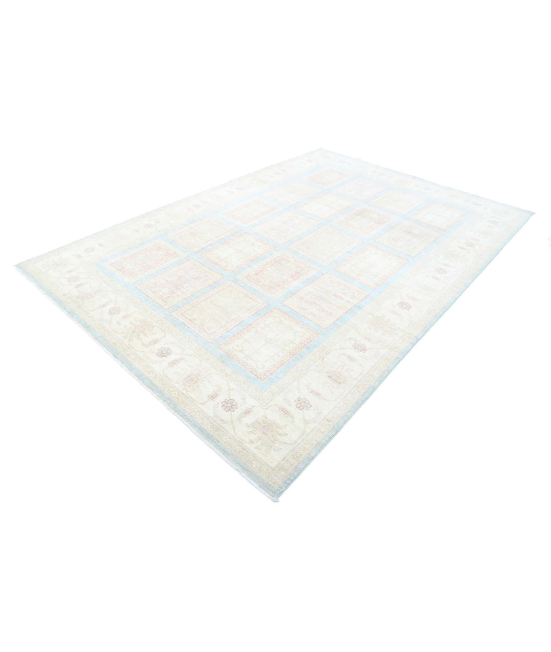 Hand Knotted Bakhtiari Wool Rug - 6'8'' x 9'10'' 6'8'' x 9'10'' (200 X 295) / Blue / Ivory