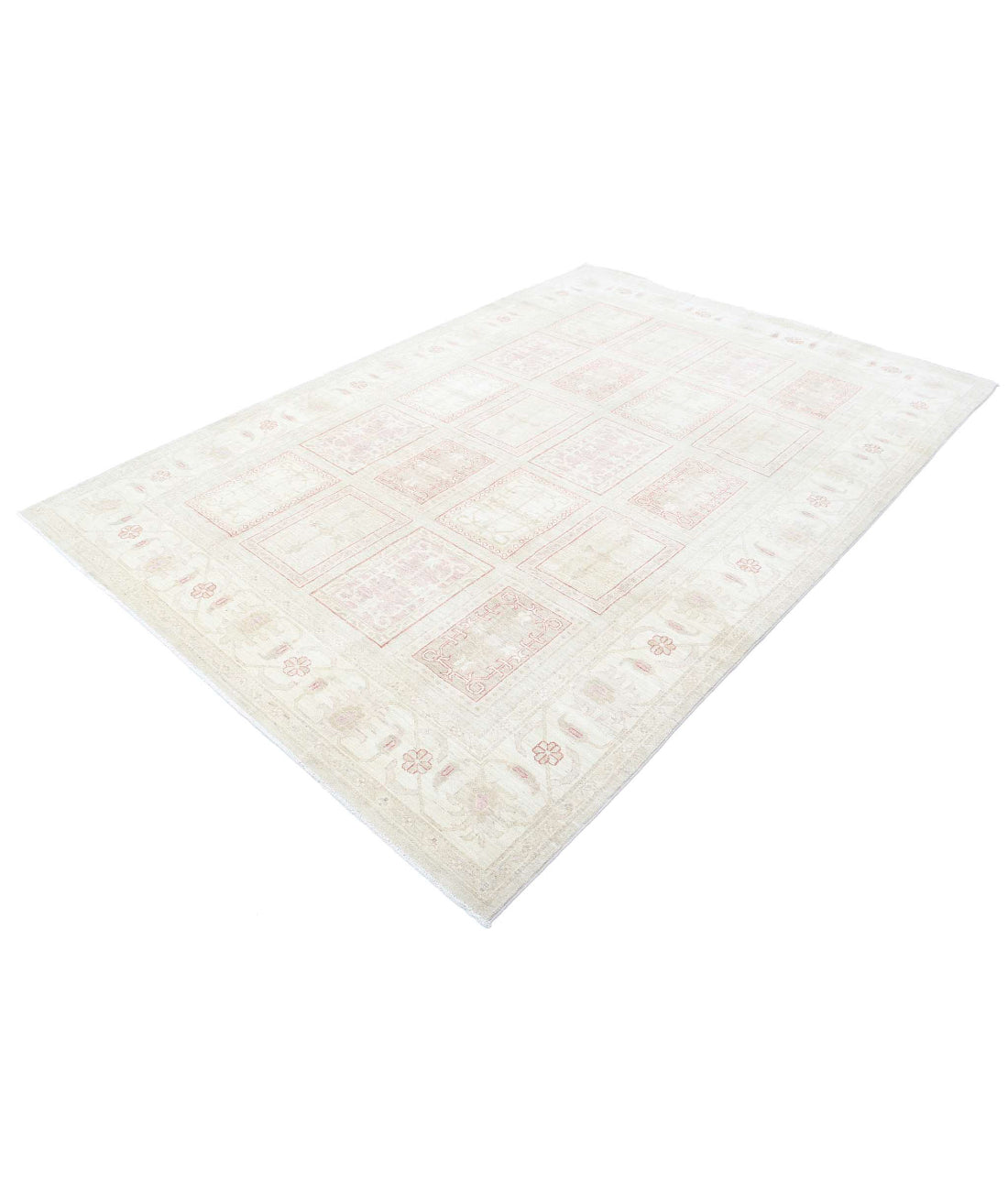 Hand Knotted Bakhtiari Wool Rug - 6'4'' x 9'3'' 6'4'' x 9'3'' (190 X 278) / Taupe / Ivory