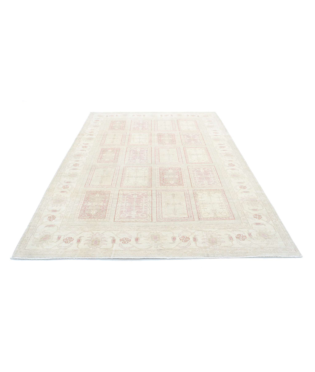 Hand Knotted Bakhtiari Wool Rug - 6'4'' x 9'3'' 6'4'' x 9'3'' (190 X 278) / Taupe / Ivory