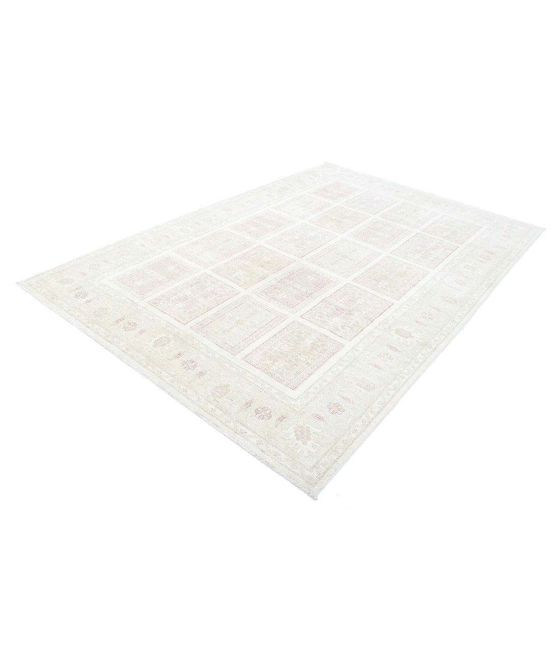 Hand Knotted Bakhtiari Wool Rug - 6'7'' x 9'8'' 6'7'' x 9'8'' (198 X 290) / Ivory / Taupe