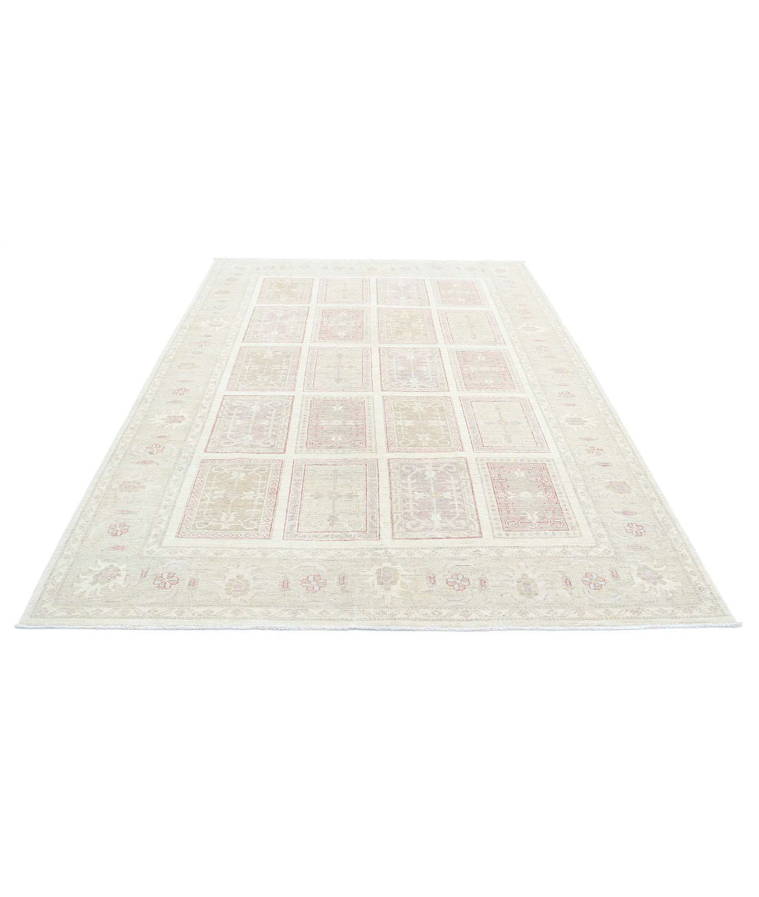 Hand Knotted Bakhtiari Wool Rug - 6'7'' x 9'8'' 6'7'' x 9'8'' (198 X 290) / Ivory / Taupe