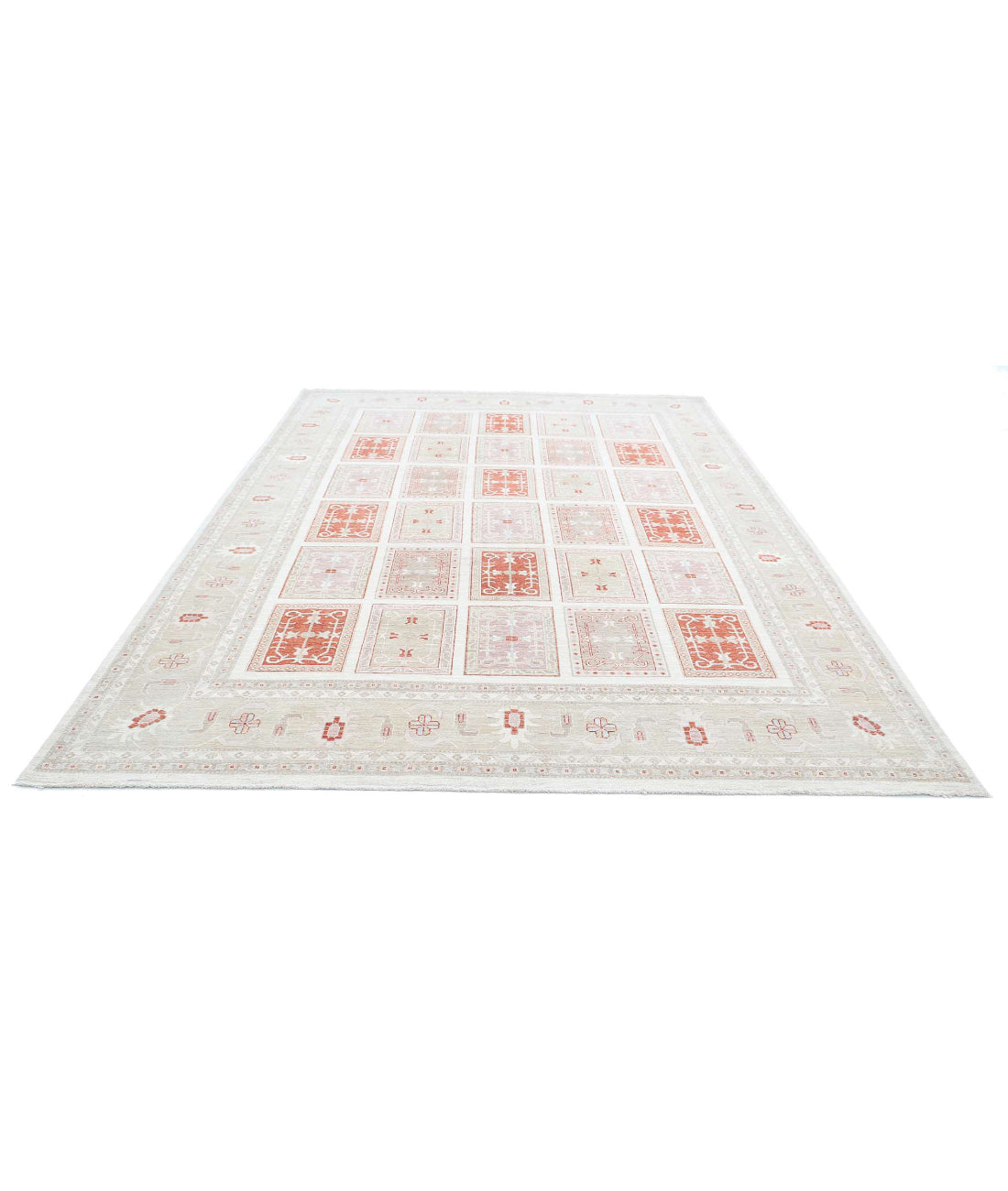 Hand Knotted Bakhtiari Wool Rug - 8'4'' x 11'6'' 8'4'' x 11'6'' (250 X 345) / Ivory / Grey