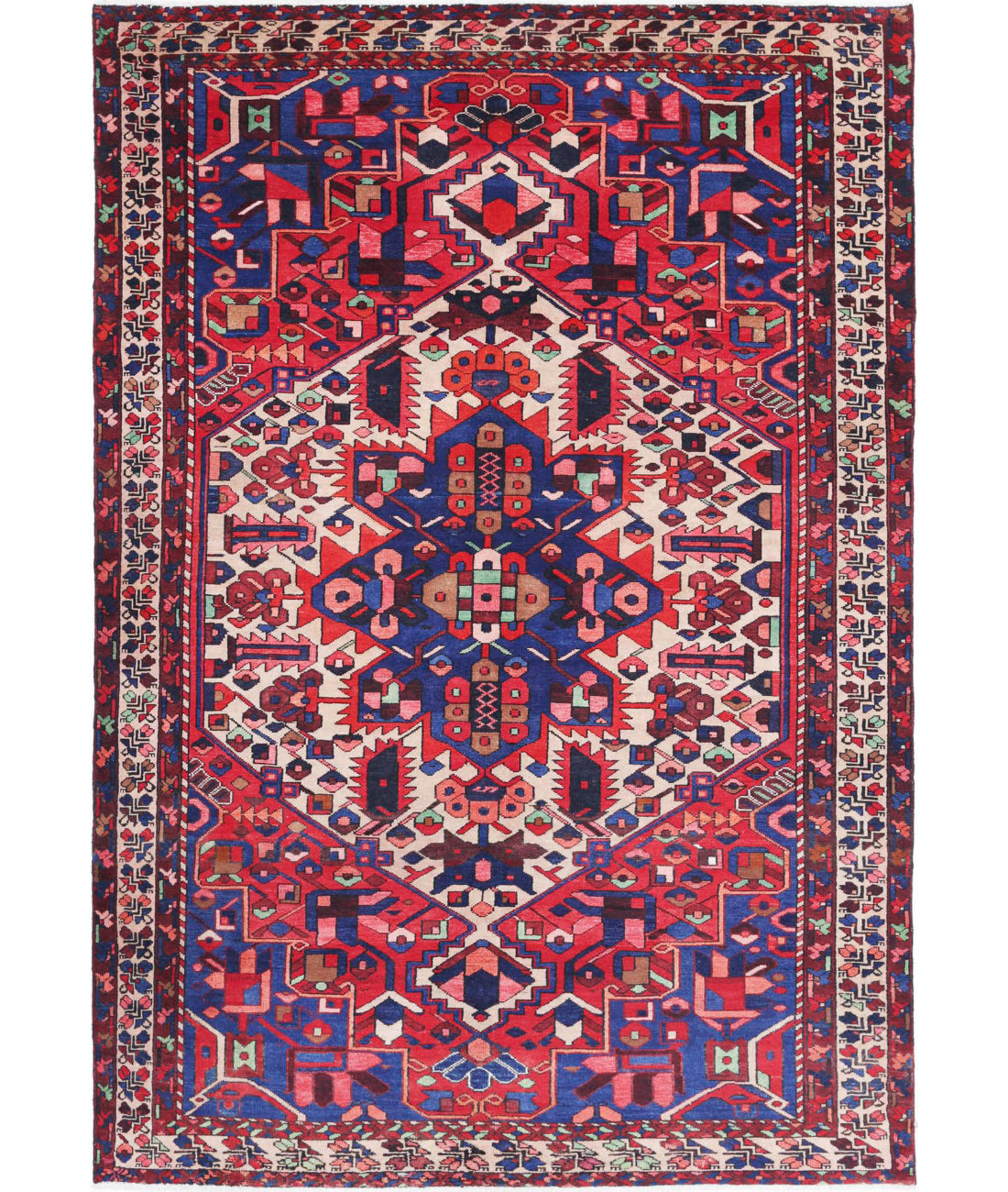 Hand Knotted Persian Bakhtiari Wool Rug - 6'7'' x 10'2'' 6'7'' x 10'2'' (198 X 305) / Red / Ivory