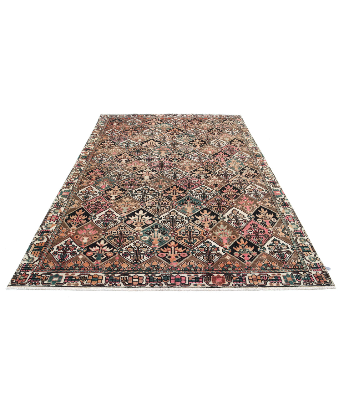 Hand Knotted Vintage Persian Bakhtiari Wool Rug - 6'7'' x 9'6'' 6'7'' x 9'6'' (198 X 285) / Brown / Ivory