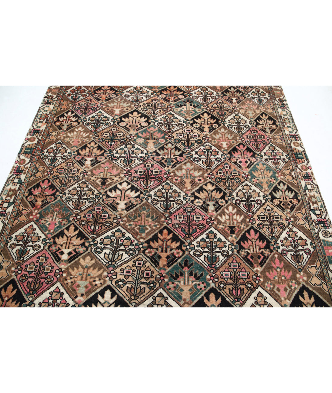 Hand Knotted Vintage Persian Bakhtiari Wool Rug - 6'7'' x 9'6'' 6'7'' x 9'6'' (198 X 285) / Brown / Ivory