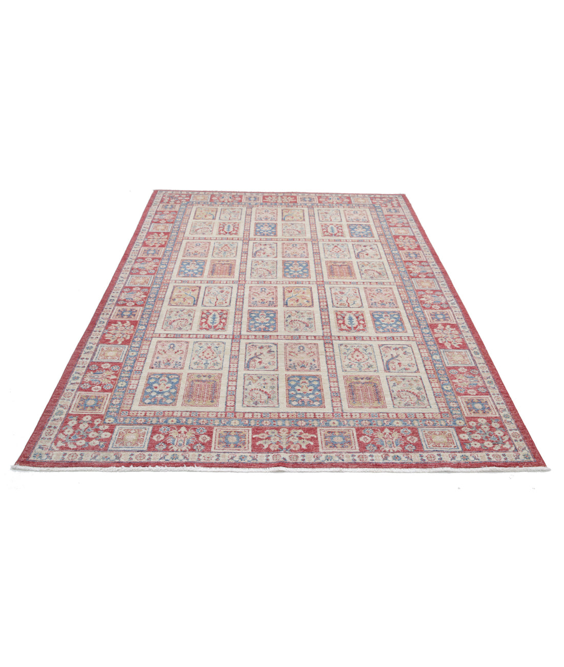 Hand Knotted Bakhtiari Wool Rug - 5'6'' x 7'10'' 5'6'' x 7'10'' (165 X 235) / Multi / Red