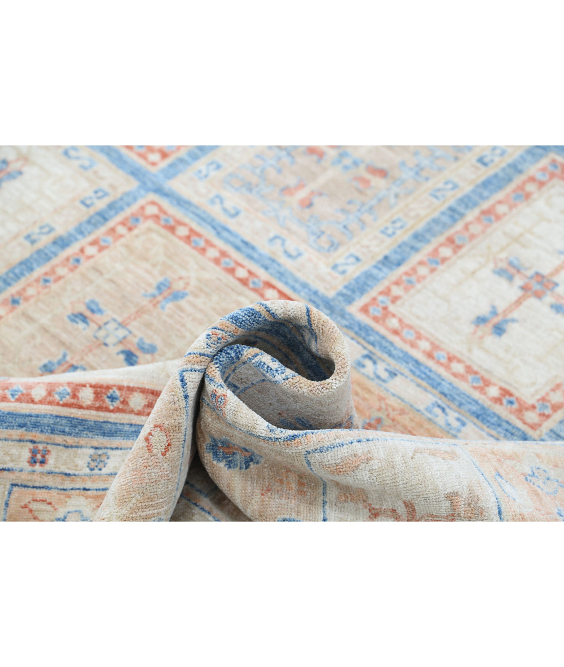 Hand Knotted Bakhtiari Wool Rug - 5'4'' x 7'9'' 5'4'' x 7'9'' (160 X 233) / Blue / Ivory