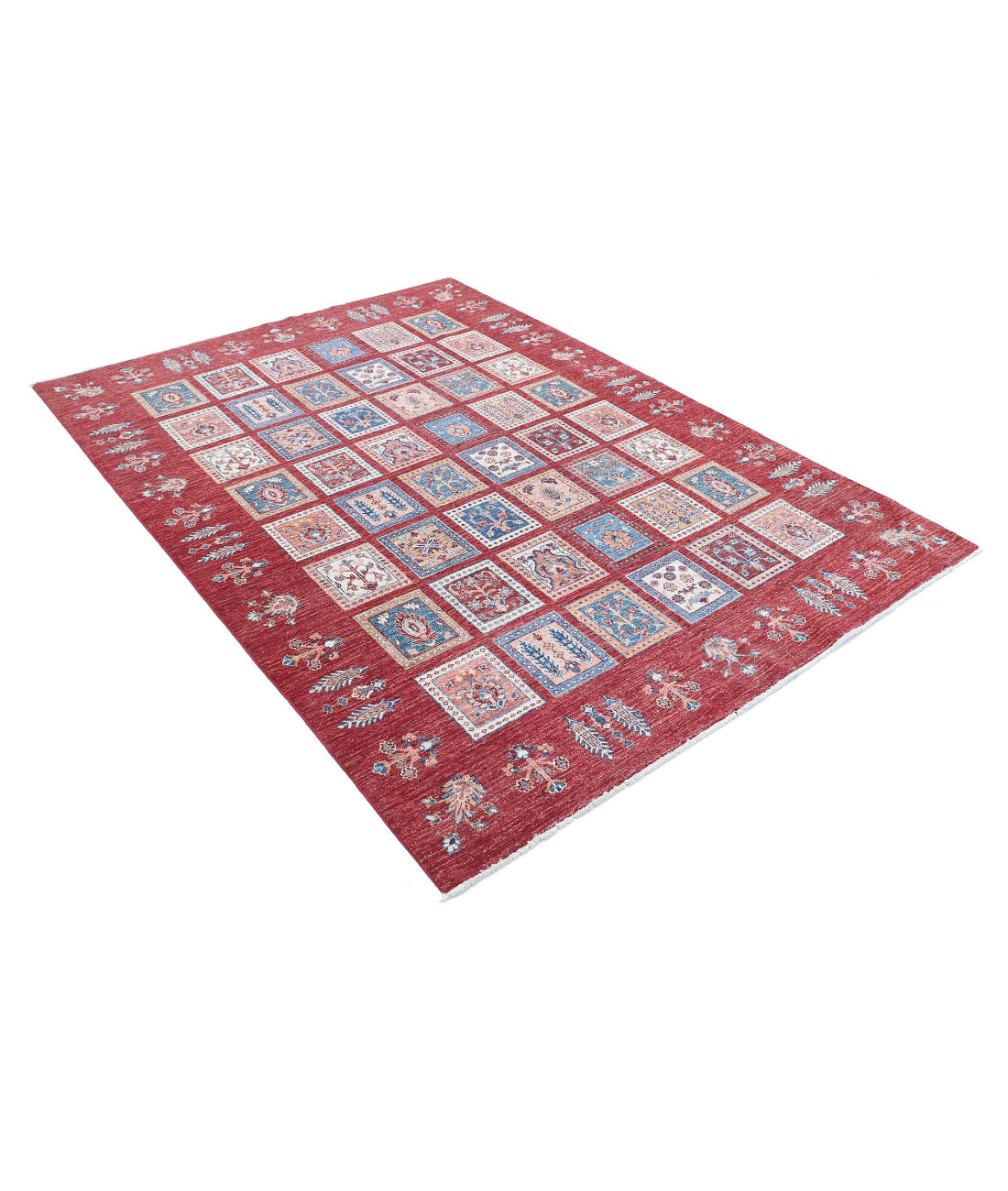 Hand Knotted Bakhtiari Wool Rug - 5'6'' x 7'6'' 5'6'' x 7'6'' (165 X 225) / Red / Red