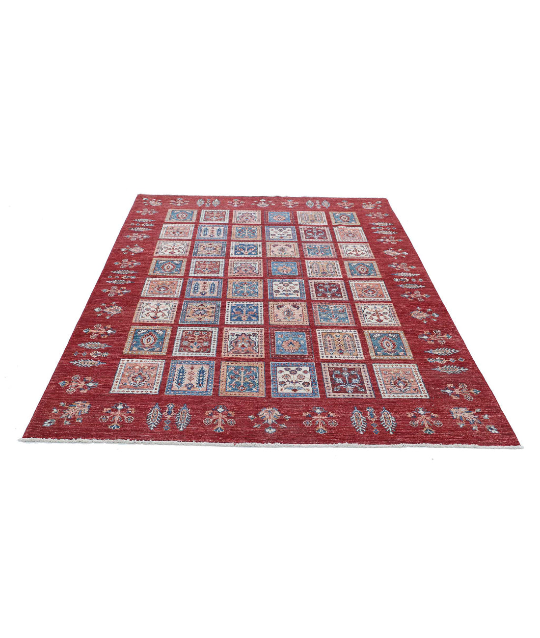 Hand Knotted Bakhtiari Wool Rug - 5'6'' x 7'6'' 5'6'' x 7'6'' (165 X 225) / Red / Red