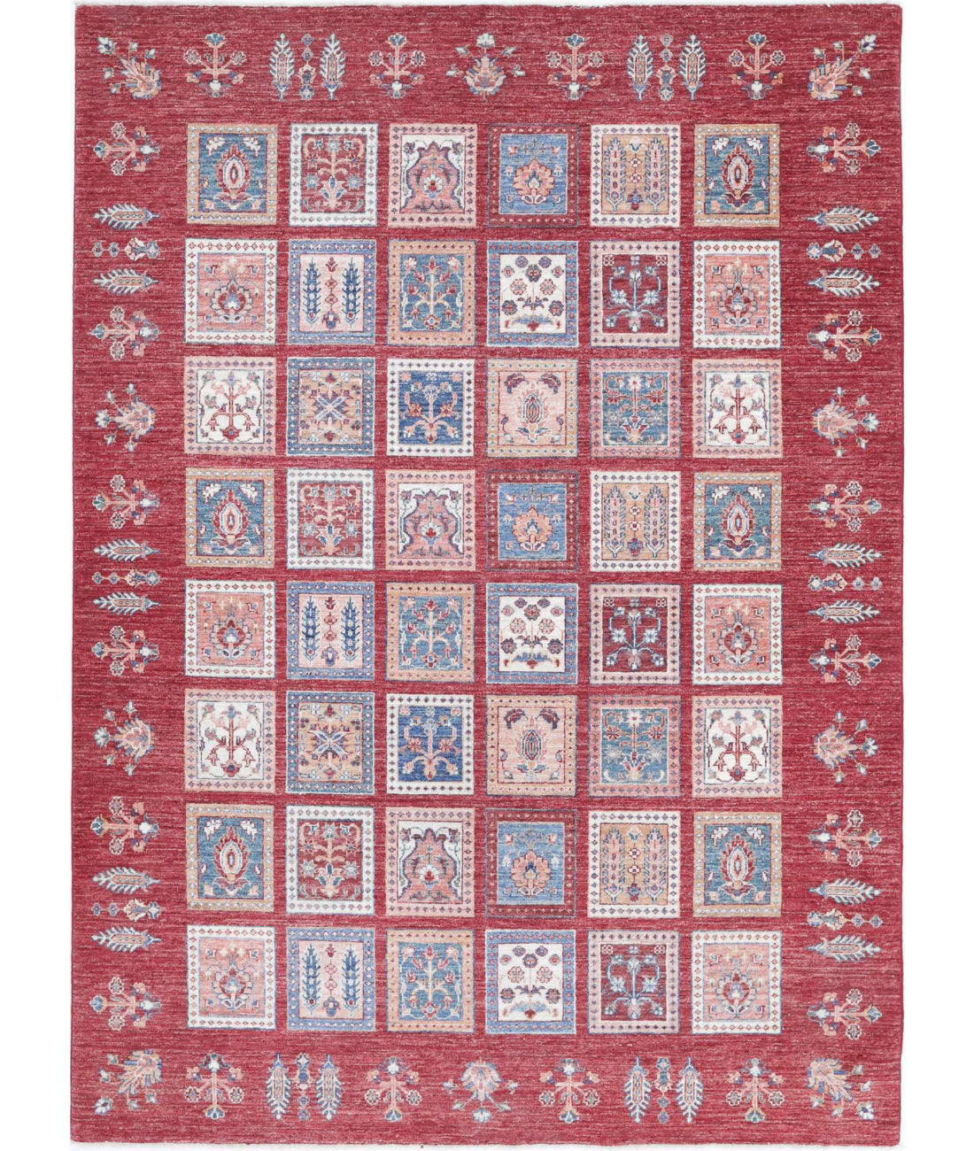 Hand Knotted Bakhtiari Wool Rug - 5&#39;6&#39;&#39; x 7&#39;6&#39;&#39; 5&#39;6&#39;&#39; x 7&#39;6&#39;&#39; (165 X 225) / Red / Red