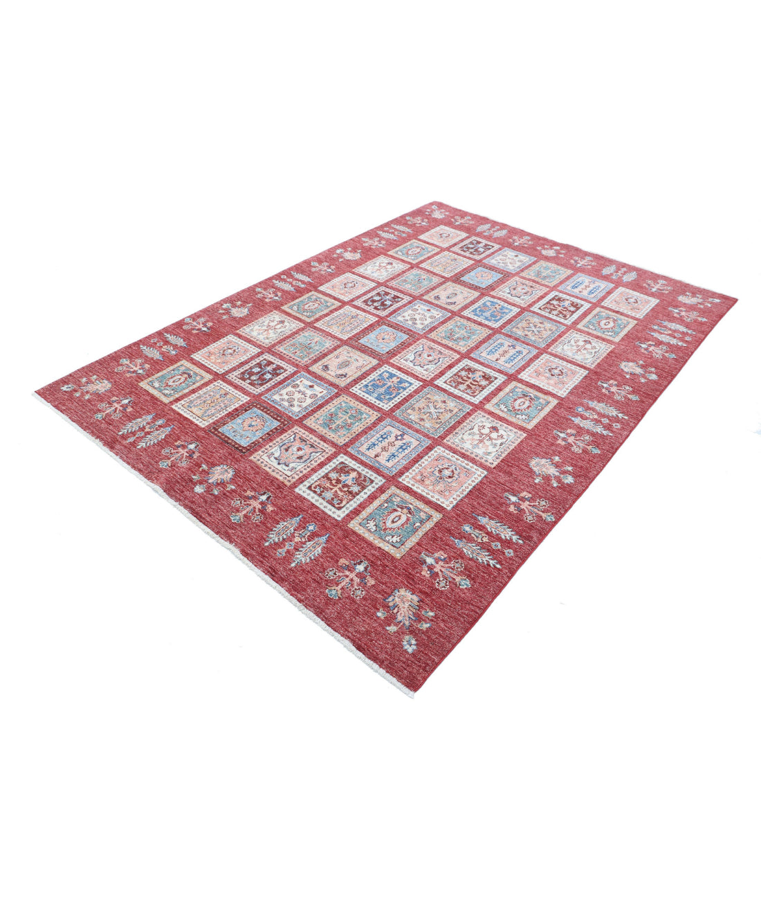 Hand Knotted Bakhtiari Wool Rug - 5'7'' x 7'8'' 5'7'' x 7'8'' (168 X 230) / Red / Red