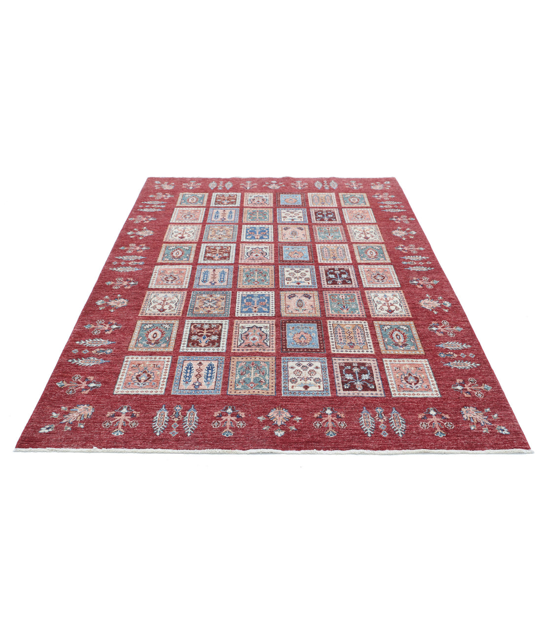 Hand Knotted Bakhtiari Wool Rug - 5'7'' x 7'8'' 5'7'' x 7'8'' (168 X 230) / Red / Red