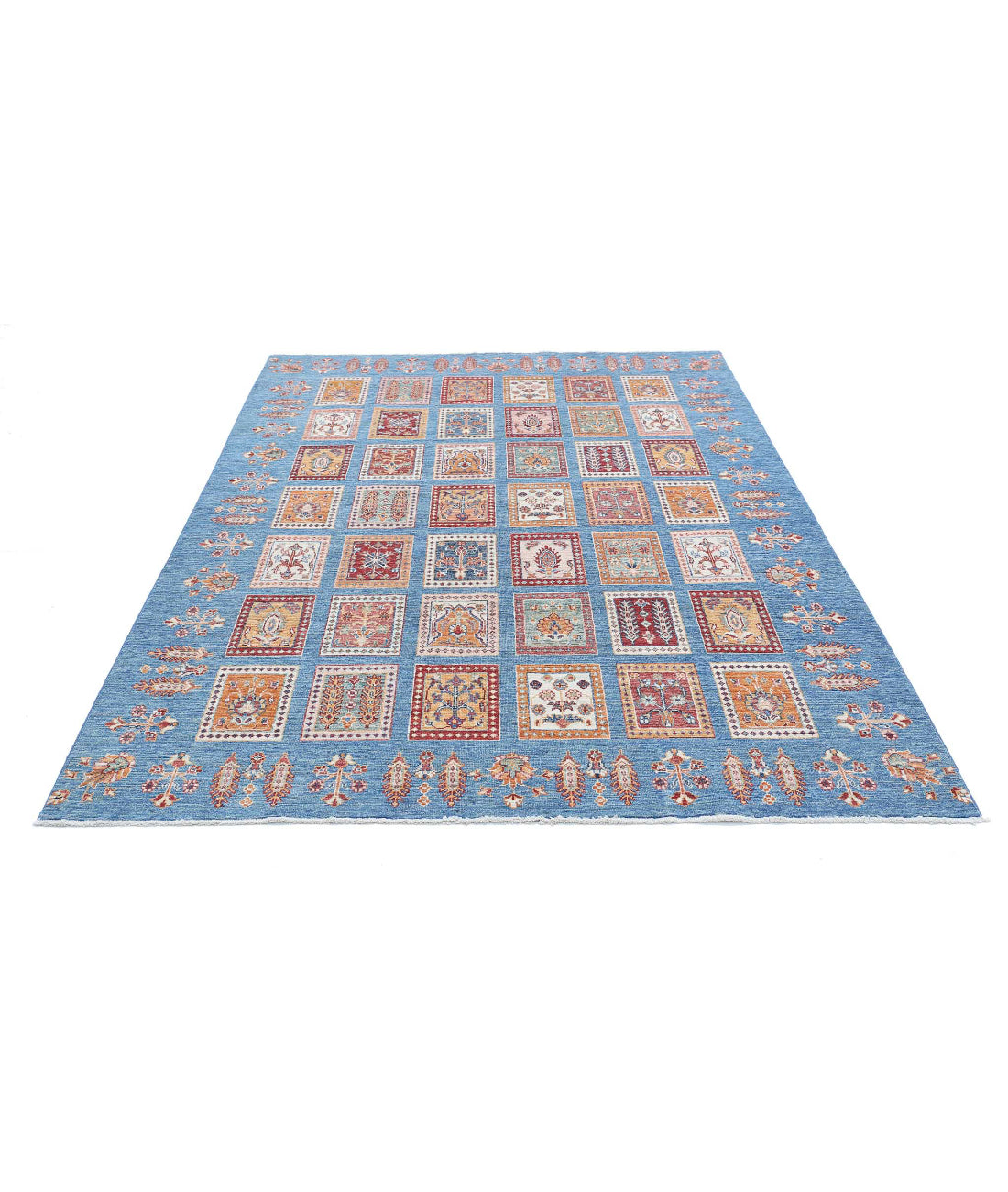 Hand Knotted Bakhtiari Wool Rug - 5'8'' x 7'8'' 5'8'' x 7'8'' (170 X 230) / Blue / Blue