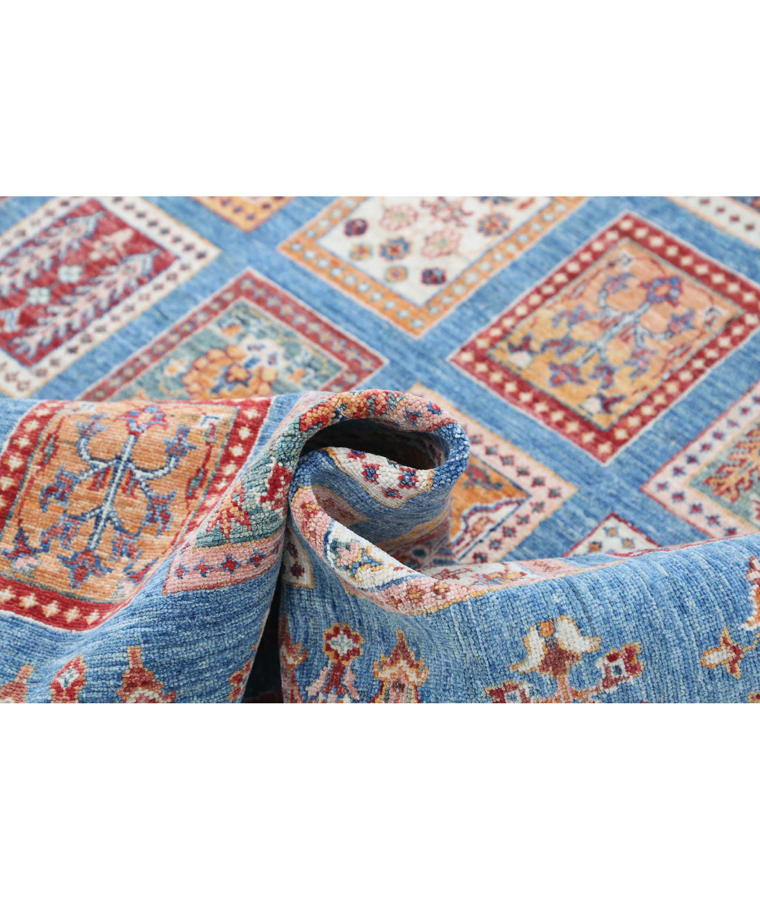 Hand Knotted Bakhtiari Wool Rug - 5'8'' x 7'8'' 5'8'' x 7'8'' (170 X 230) / Blue / Blue