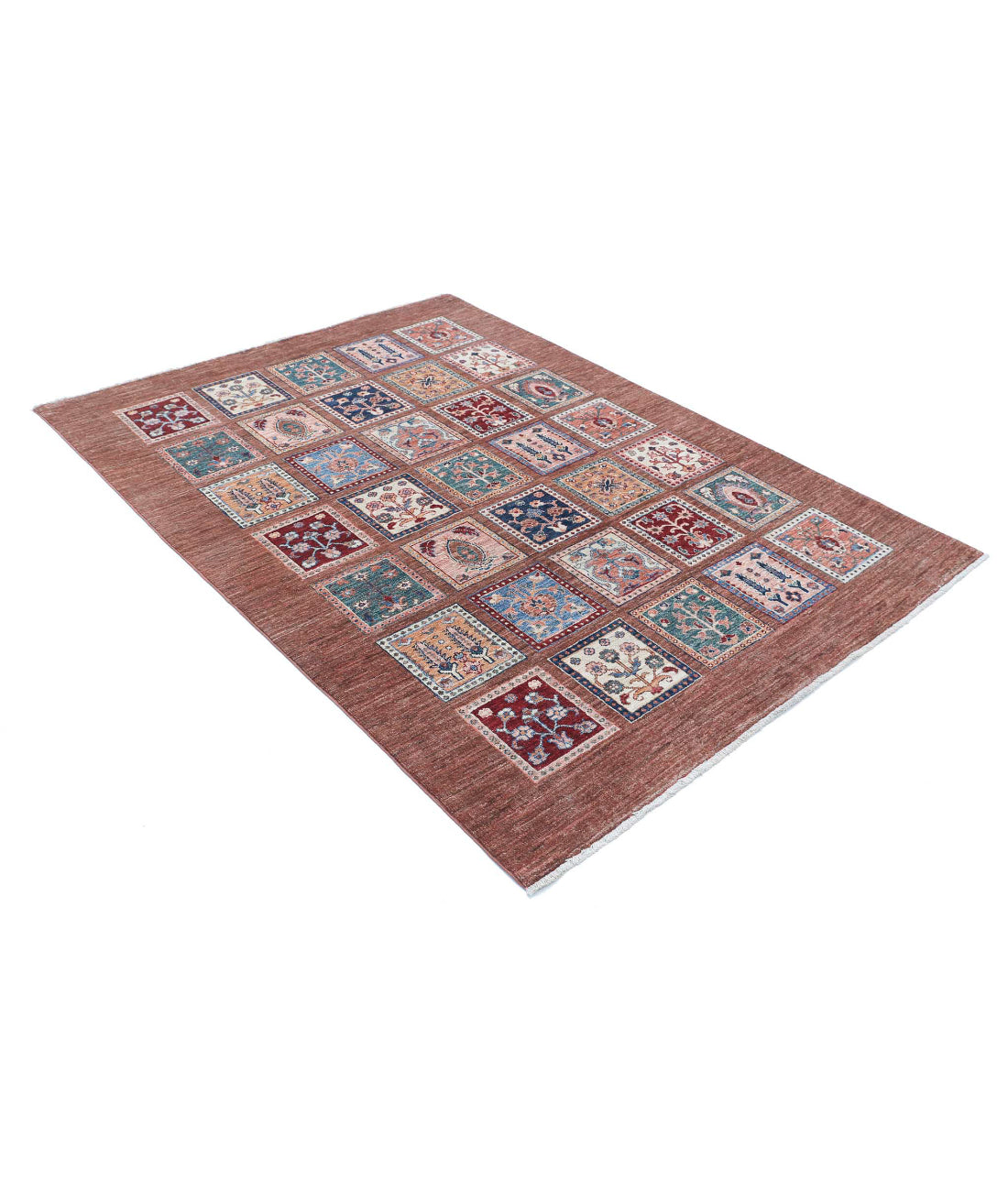 Hand Knotted Bakhtiari Wool Rug - 4'10'' x 6'6'' 4'10'' x 6'6'' (145 X 195) / Brown / Brown