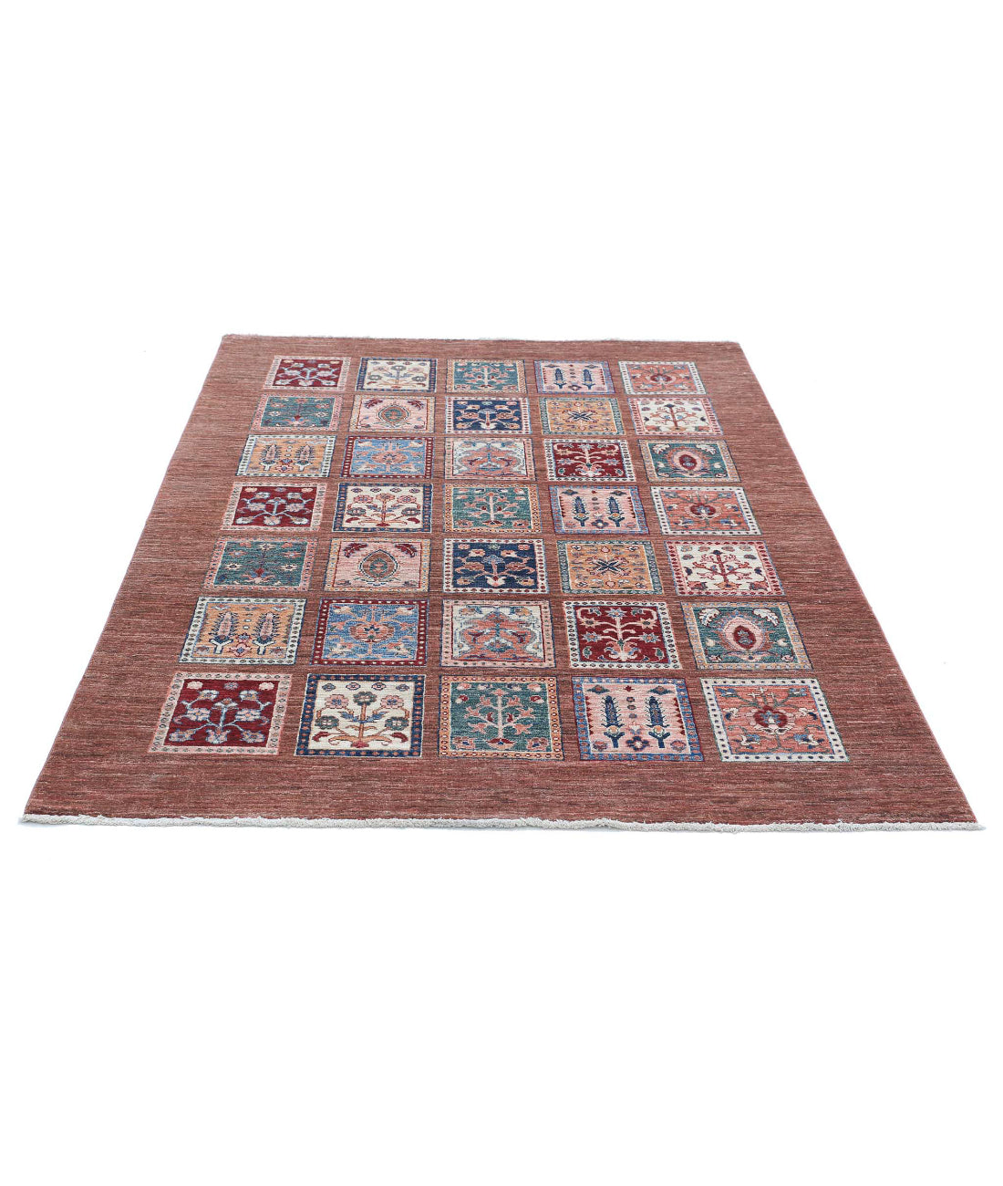 Hand Knotted Bakhtiari Wool Rug - 4'10'' x 6'6'' 4'10'' x 6'6'' (145 X 195) / Brown / Brown