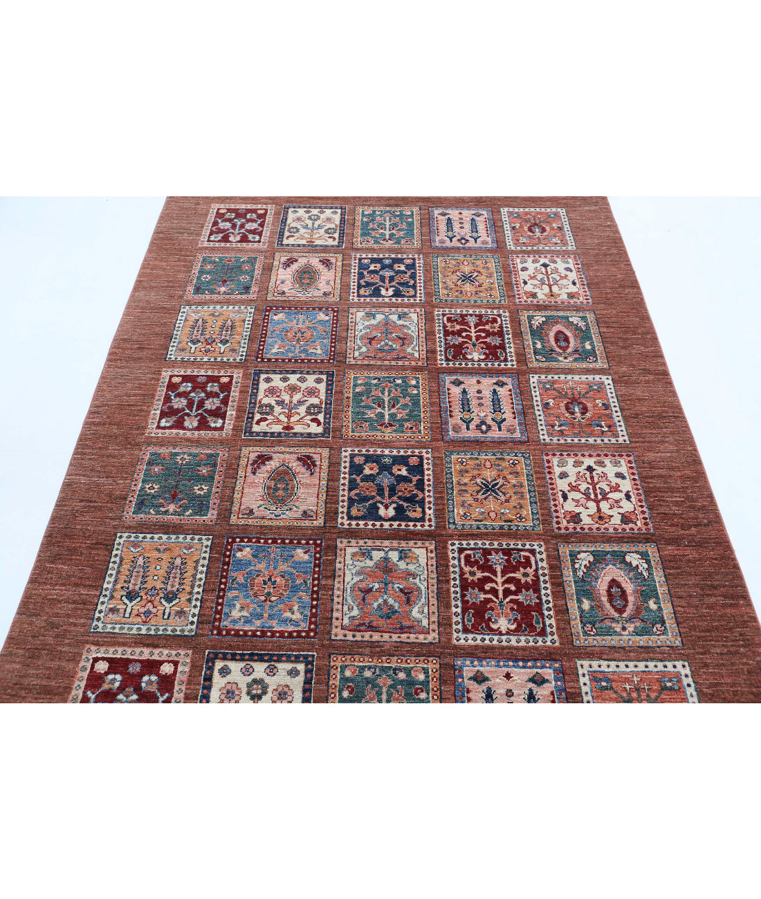 Hand Knotted Bakhtiari Wool Rug - 4'10'' x 6'6'' 4'10'' x 6'6'' (145 X 195) / Brown / Brown