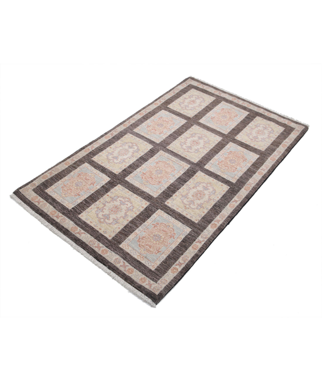 Hand Knotted Bakhtiari Wool Rug - 3'3'' x 5'1'' 3'3'' x 5'1'' (98 X 153) / Brown / Brown