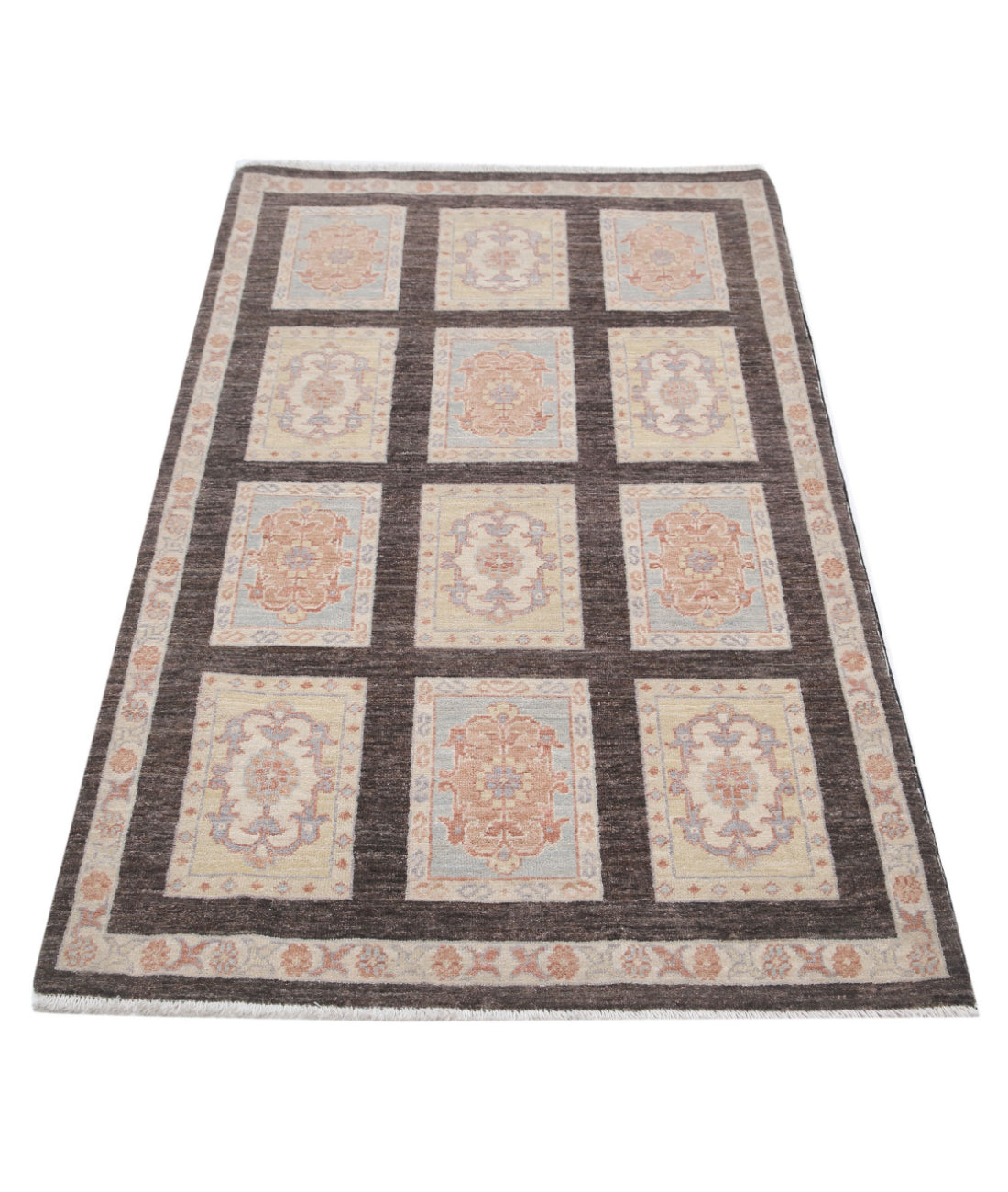 Hand Knotted Bakhtiari Wool Rug - 3'3'' x 5'1'' 3'3'' x 5'1'' (98 X 153) / Brown / Brown